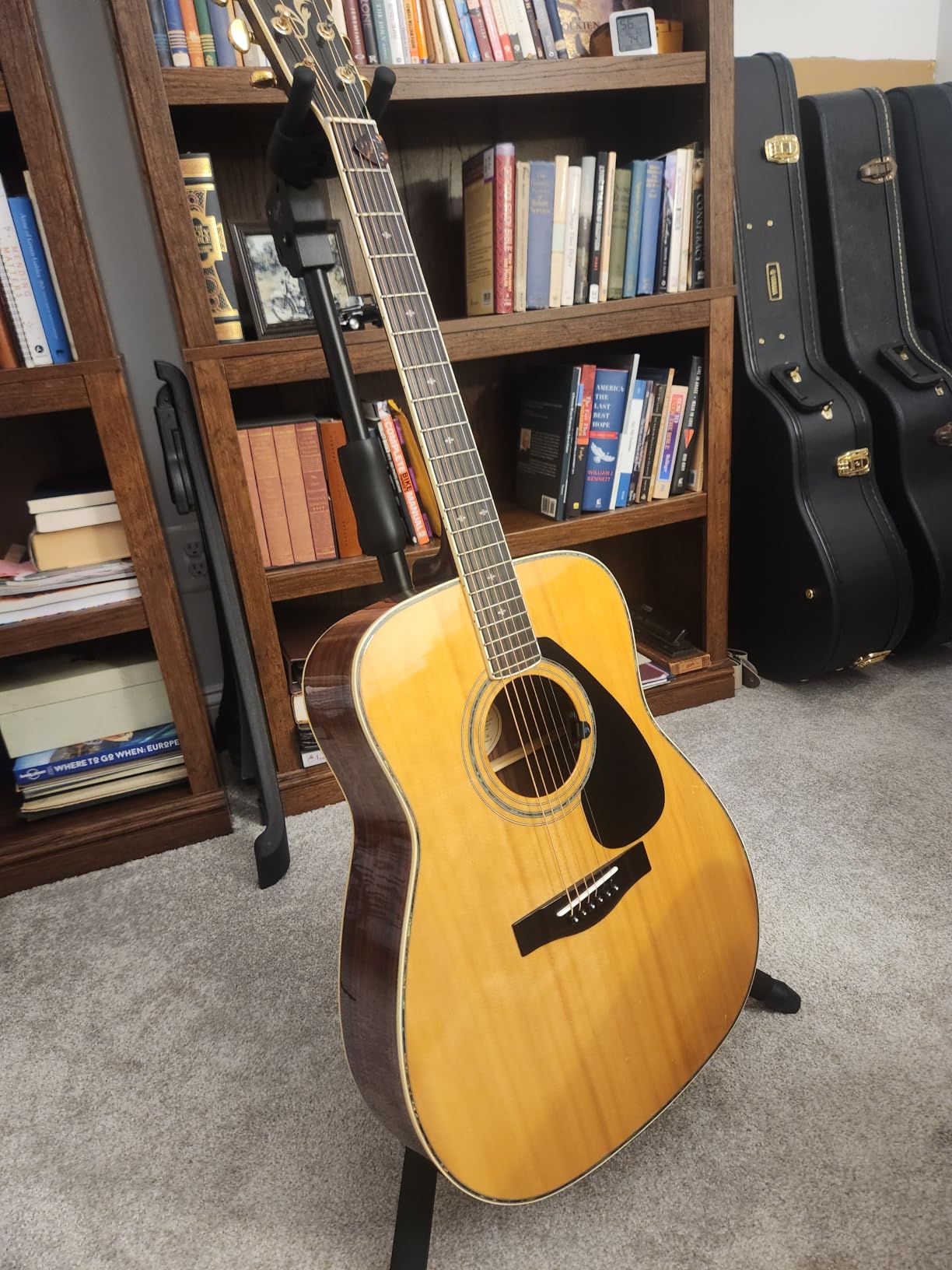 GUITTO Guitar Stand - Heavy Duty Auto-Lock, Adjustable & Foldable for Acoustic/Electric/Bass (33lbs Capacity), Non-Slip Base, Anti-Rust - Portable for Stage/Travel/Studio GGS-06 customer photo 2