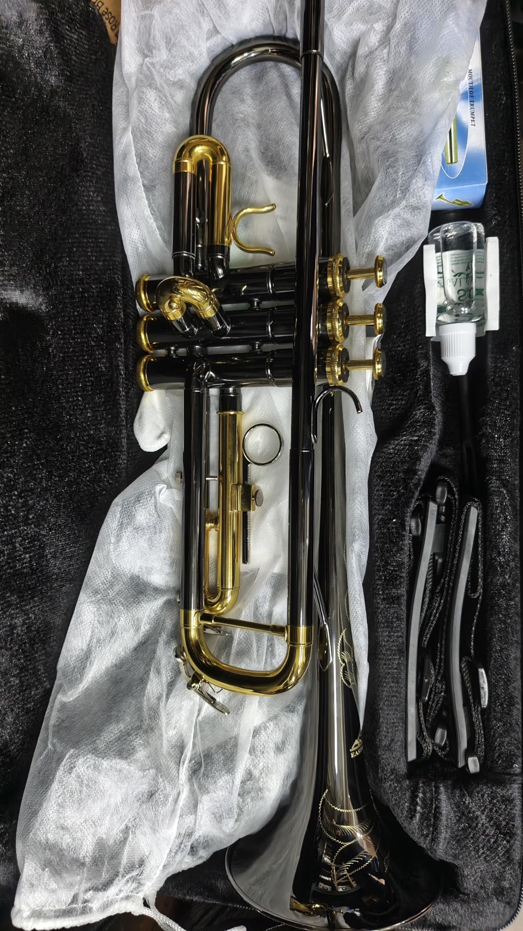 EASTROCK Bb Trumpet Standard Trumpet Set with Carrying Case, Gloves, 7C Mouthpiece, Tuning Rod, Black Nickel, Hand Carved Craft customer photo 1