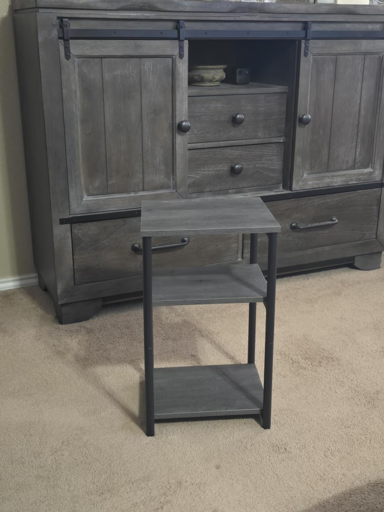 VASAGLE BARNET Collection - Side Table, Small End Table for Living Room, Modern Tall Nightstand, Bedroom, Office, Bathroom, Steel Frame, Rustic Brown and Ink Black customer photo 2