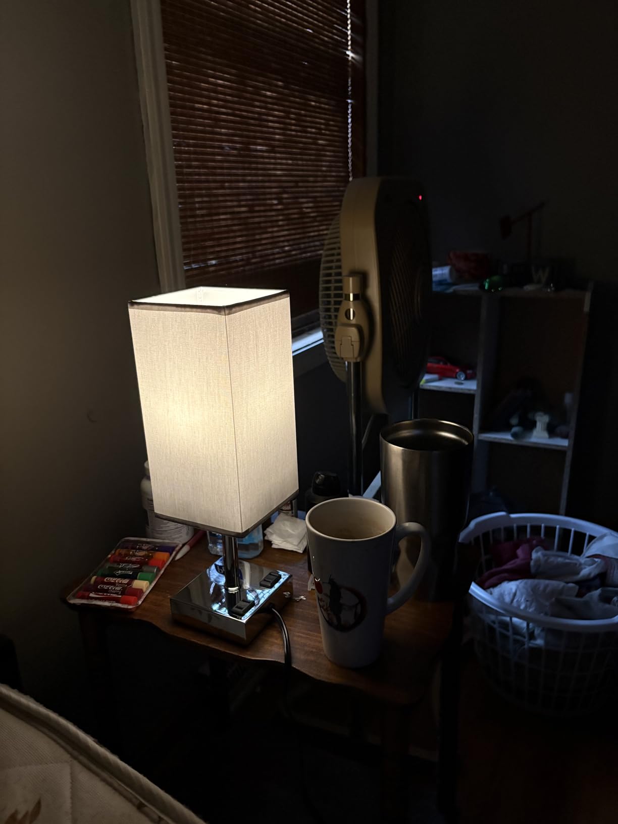 Touch Bedside Table Lamp for Bedroom - Dimmable, USB C+A, 2 AC Outlets | 3-Way Dimming, 3000K Bulb Included, Square Grey Lampshade and Silver Base, Desk Lamp for Nightstand, Living Room, Dorm customer photo 1