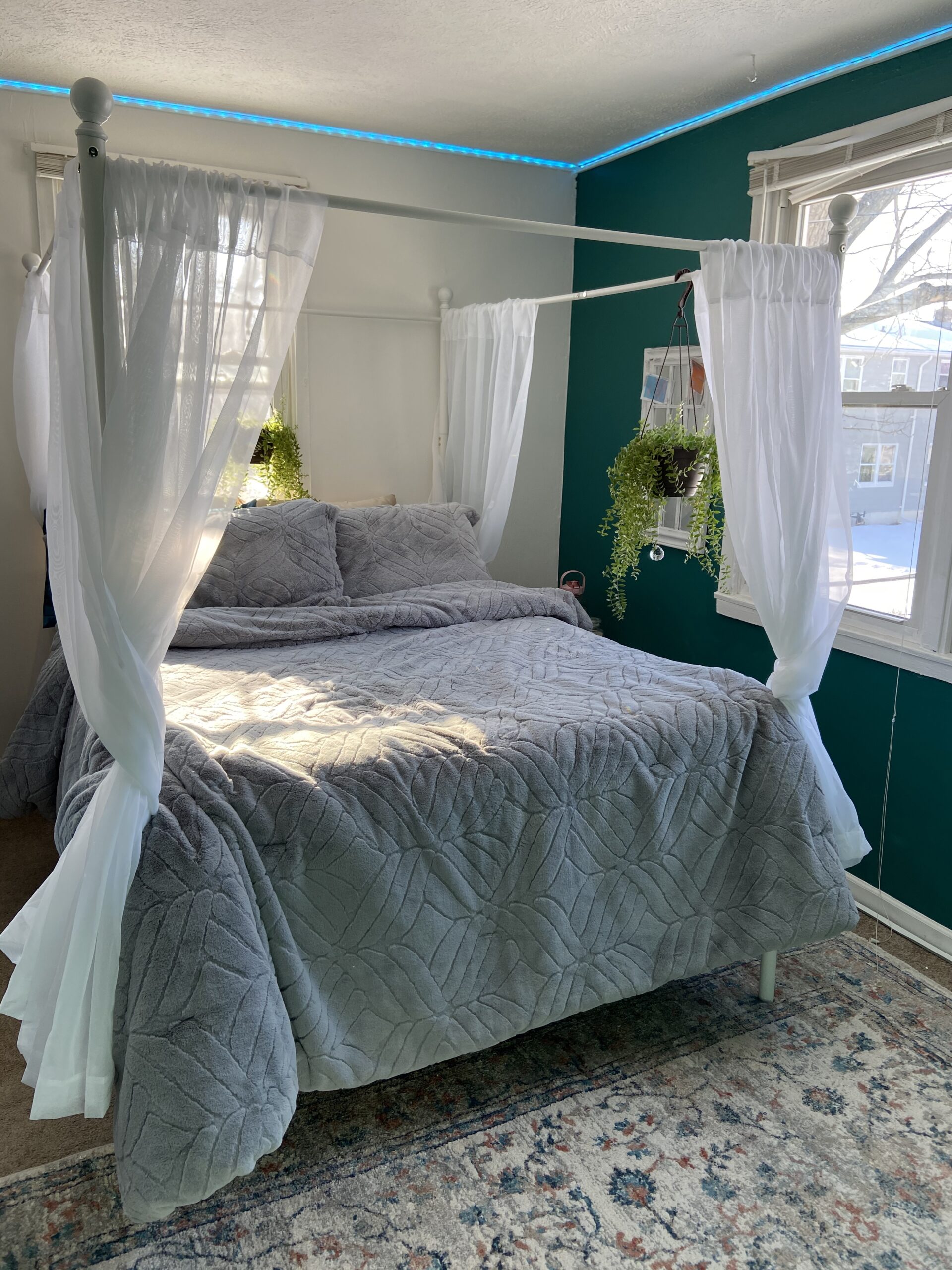 Canopy Full Bed Frame Platform Heavy Duty Steel Slat and Support with Headboard and Footboard No Box Spring Required (White) customer photo 2
