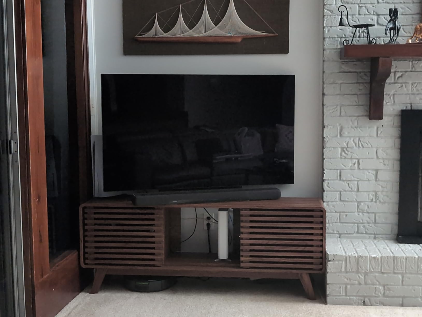 mopio Ensley TV Stand, Mid Century Modern for 55/60/65 inch TV, Farmhouse TV Stand, Entertainment Center with Storage, TV and Media Console for Living Room (Walnut, 59 inch Low) customer photo 1