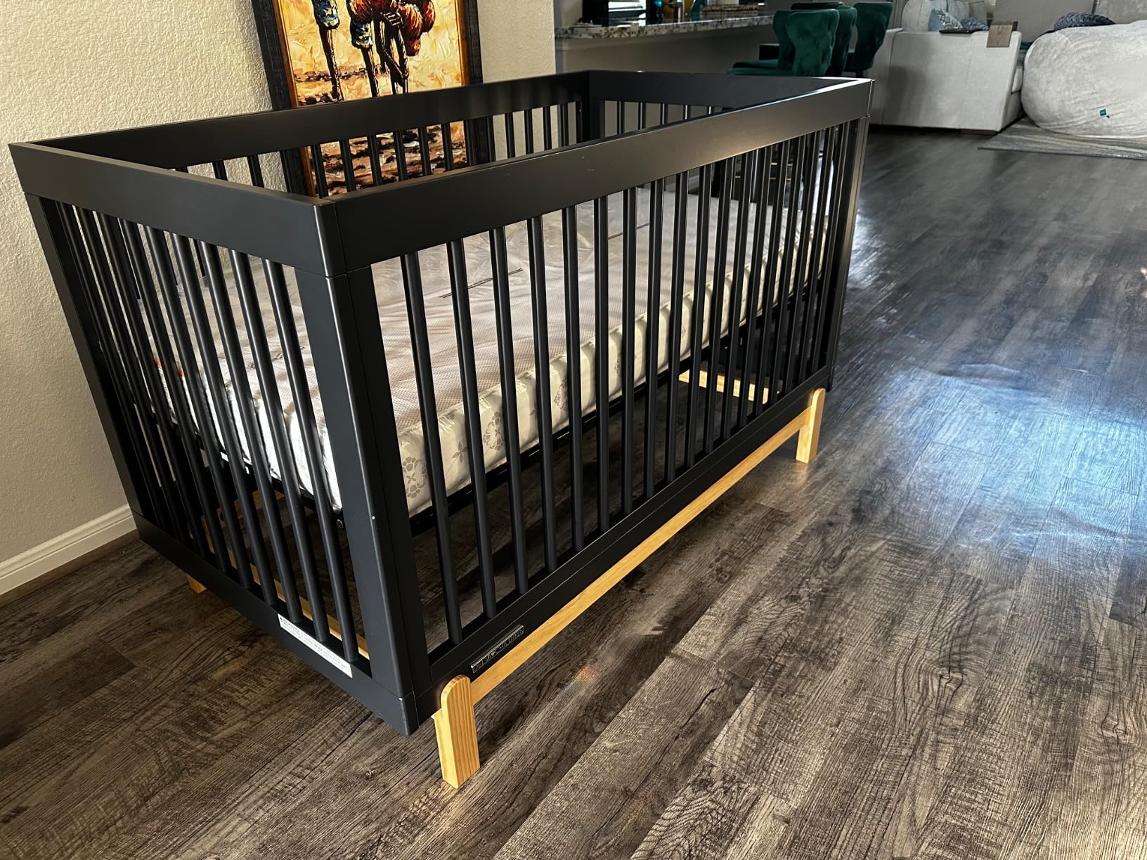Delta Children Poppy 4-in-1 Convertible Crib, Greenguard Gold Certified, Midnight Grey/Natural customer photo 2