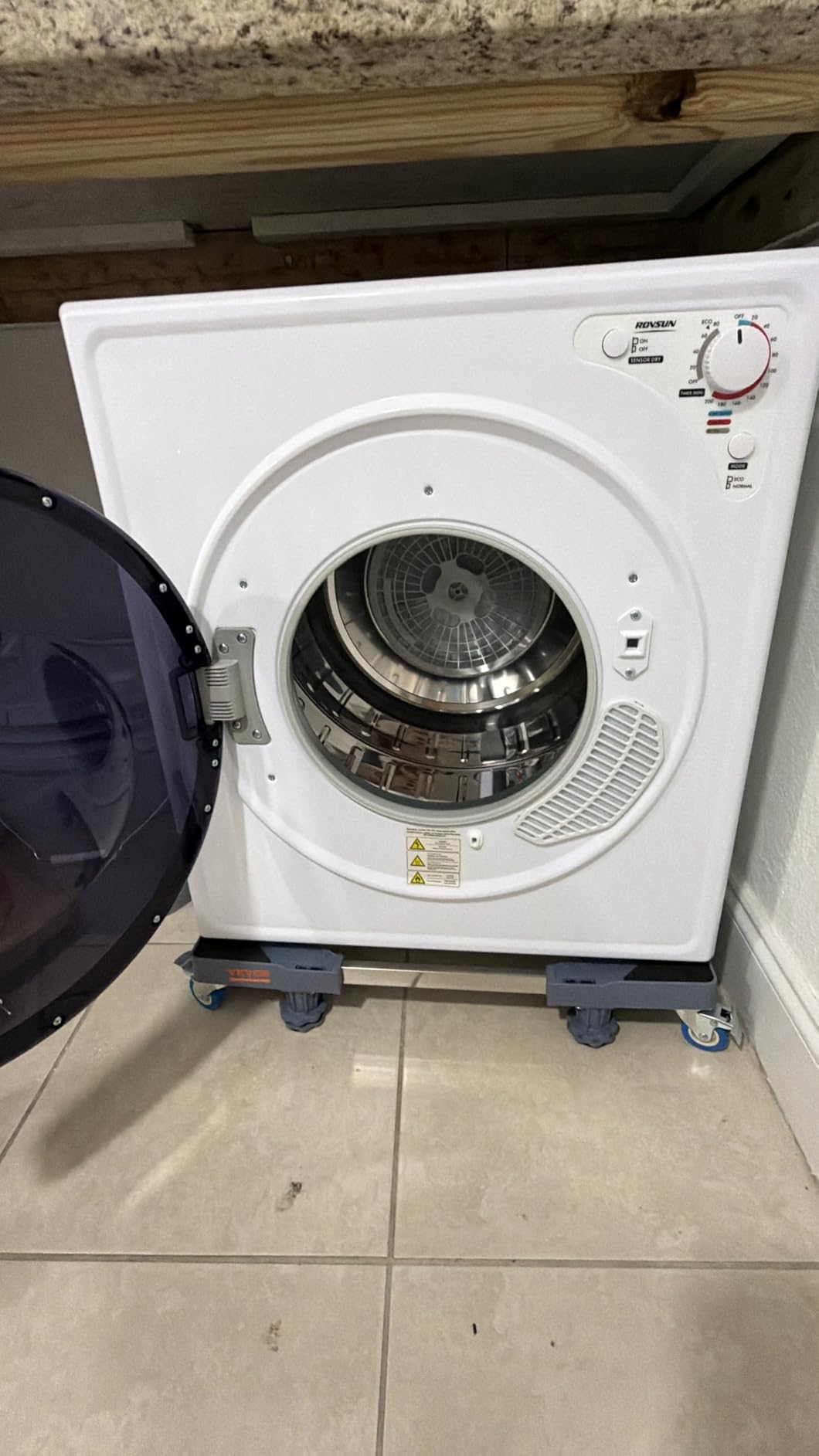 ROVSUN 110V Portable Clothes Dryer, High End Laundry Front Load Tumble Dryer Machine with Stainless Steel Tub & Simple Control Knob for Apartment, Dorm-850W, White customer photo 2