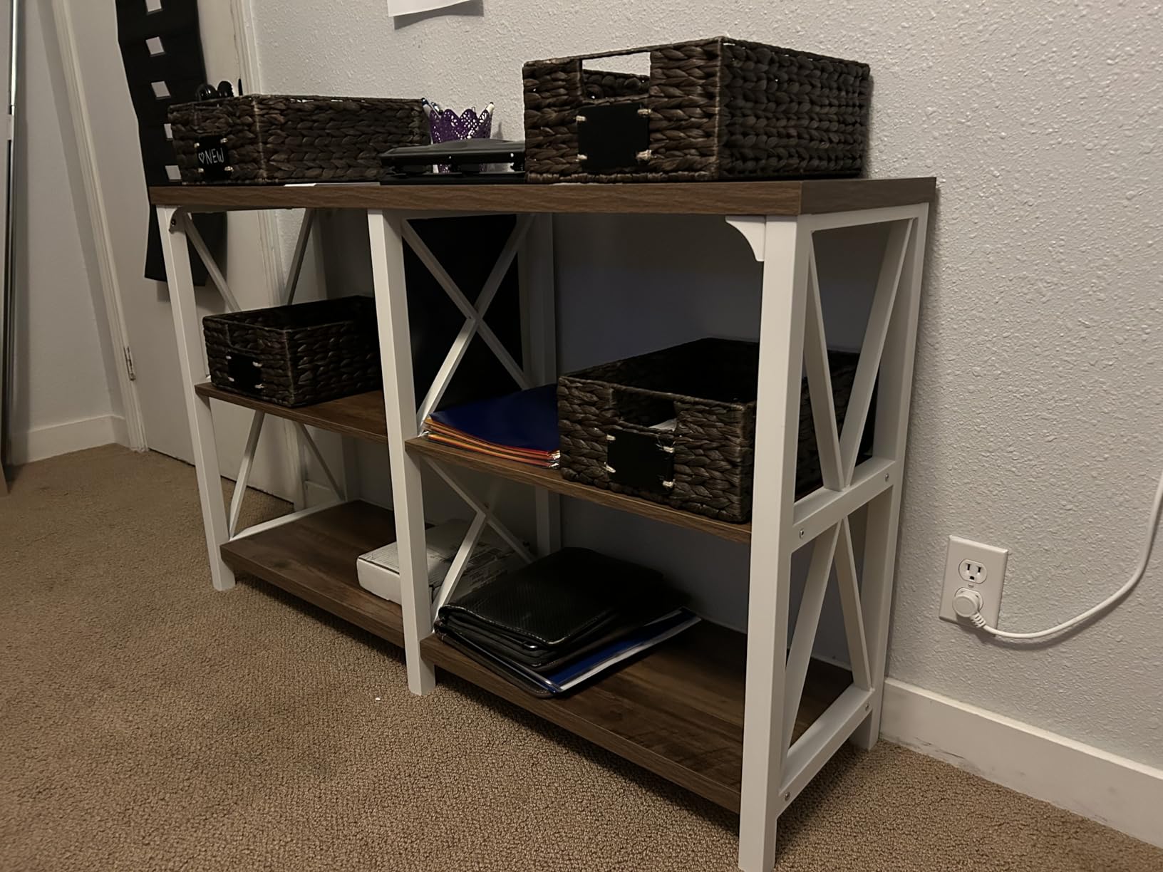 Industrial Console Tables for Entryway, Rustic Oak, 47 in | Farmhouse 3 Tier Wood and Metal Entryway Table with Storage, Long Narrow Sofa Table Behind Couch customer photo 1