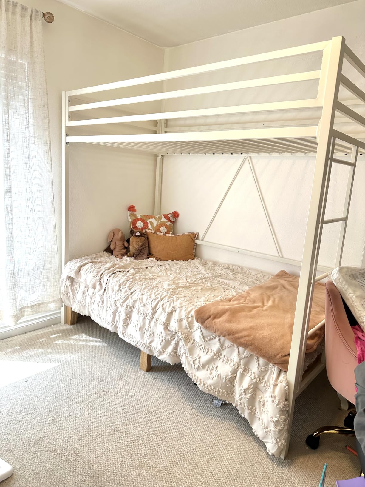 Allewie Metal Loft Bed Twin Size with Guardrail and Ladder, Black | Small Space Saving Design for Bedroom Kid Room and Dorm, No Box Spring Needed customer photo 2