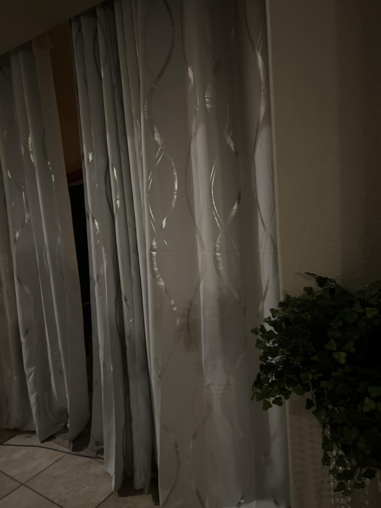 NICETOWN Greyish White Room Darkening Curtains for Living Room 84 inch Long - Foil Printed Thermal Insulated Grommet Room Darkening Panels/Drapes for Bedroom Decoration (2 Panels, W52 x L84) customer photo 2