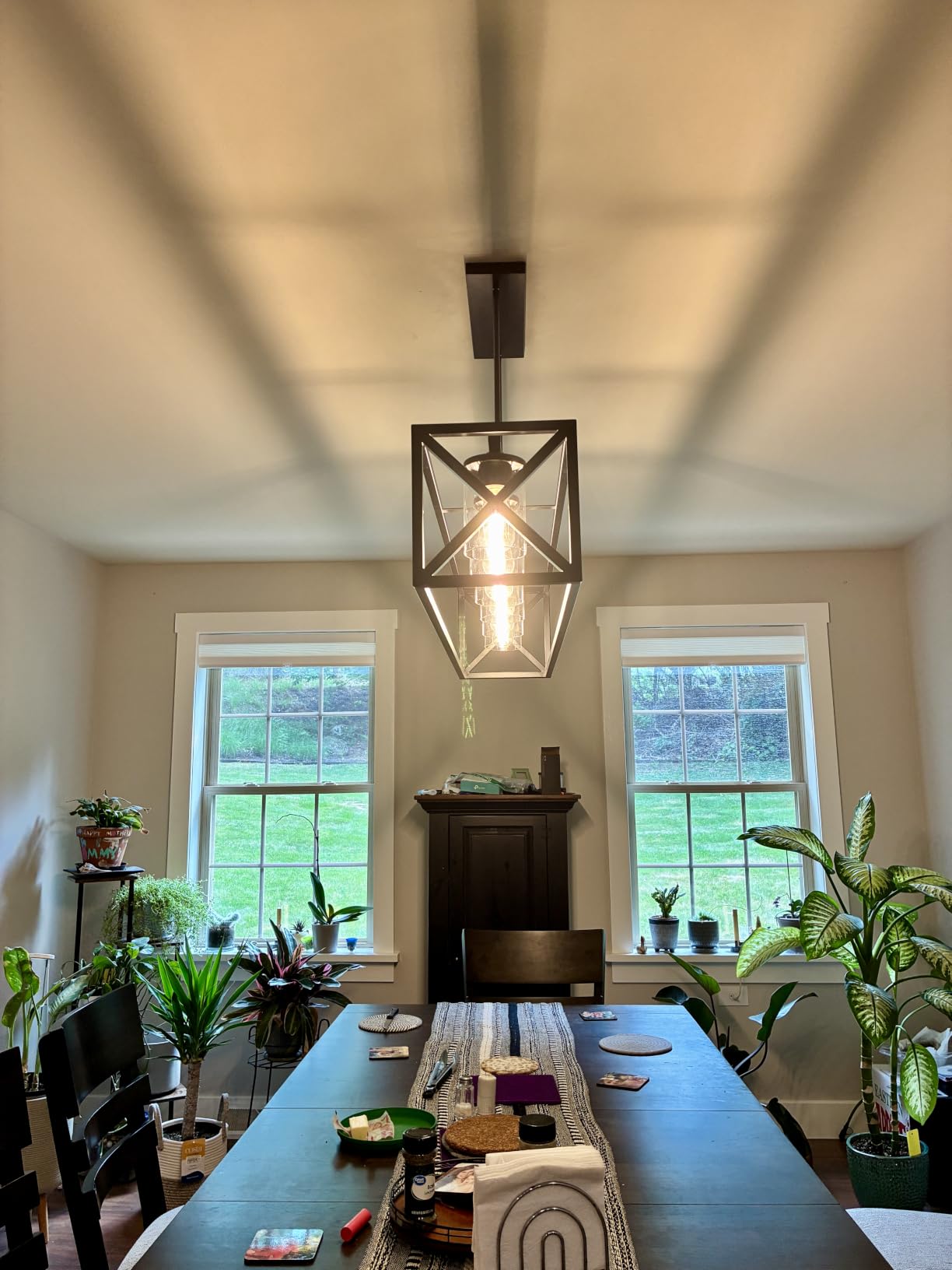 Farmhouse Dining Room Light Fixture - 5 Light Matte Black Rectangle Light Fixture with Adjustable Height & Thickened Metal Dining Table Fixture Chandeliers for Dining Room&Kitchen Island customer photo 1