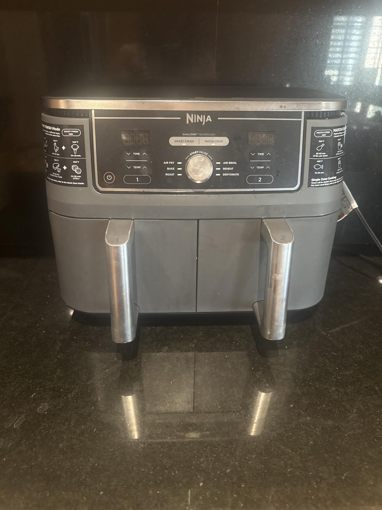 Ninja DZ401 Foodi 10 Quart 6-in-1 DualZone XL 2-Basket Air Fryer with Smart Finish, Grey customer photo 1