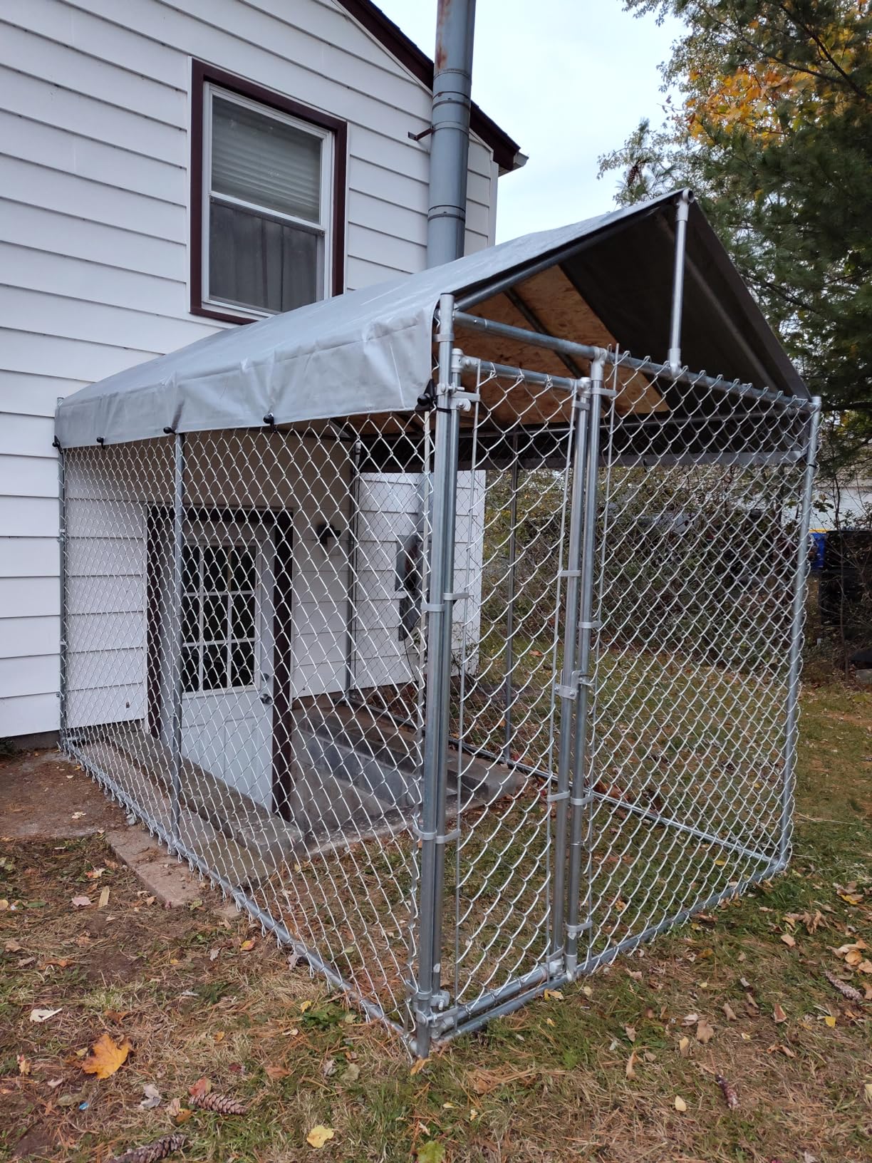 HITTITE Extra Large Outdoor Dog Kennel, Anti-Rust Dog Kennel Outside with Roof, Galvanized Chain Link Dog Runs for Outside with Waterproof UV-Resistant Cover and Secure Lock customer photo 1