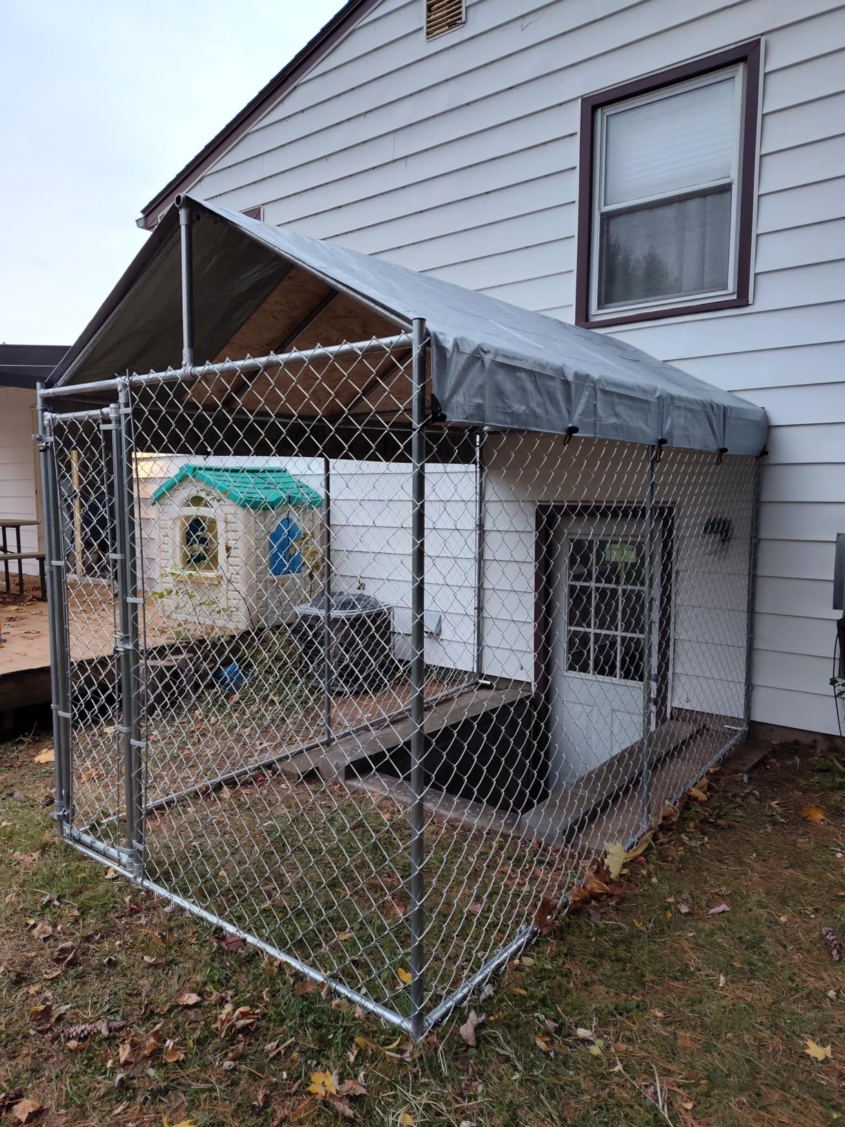HITTITE Extra Large Outdoor Dog Kennel, Anti-Rust Dog Kennel Outside with Roof, Galvanized Chain Link Dog Runs for Outside with Waterproof UV-Resistant Cover and Secure Lock customer photo 2