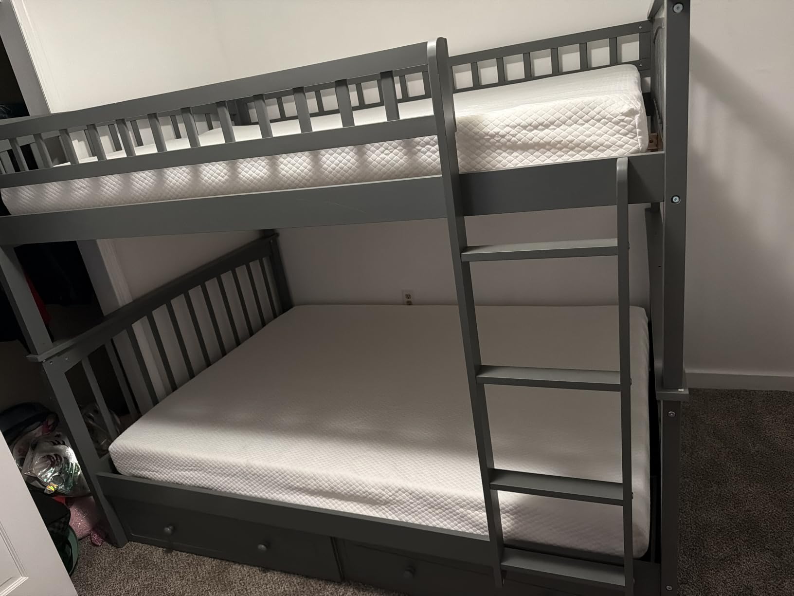 Harper & Bright Convertible Wood Twin-Over-Twin Bunk Bed with Storage Drawers and Ladder - Can Be Divided Into Two Daybeds (White) customer photo 1