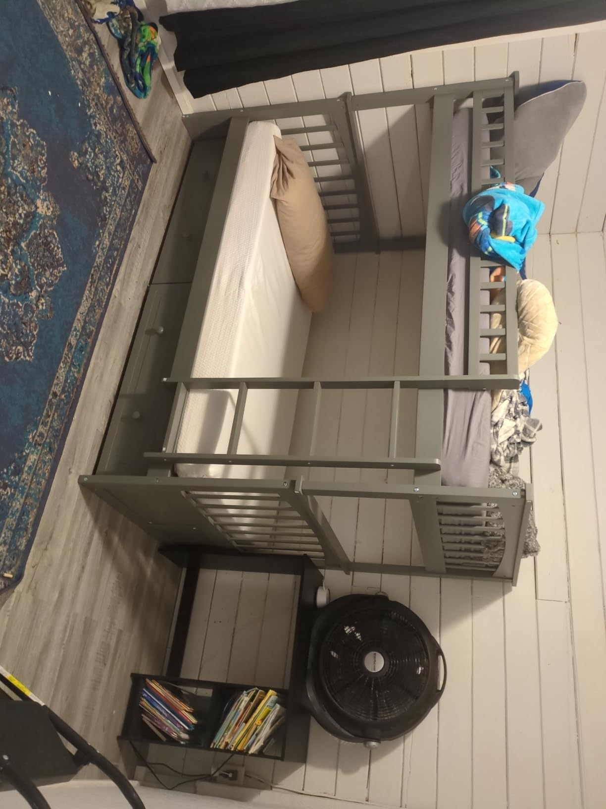 Harper & Bright Convertible Wood Twin-Over-Twin Bunk Bed with Storage Drawers and Ladder - Can Be Divided Into Two Daybeds (White) customer photo 2