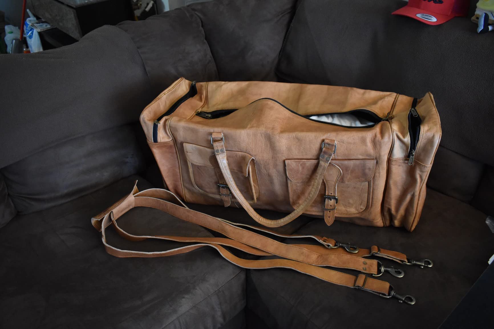 Leather Duffel Bag 21 inch Large Travel Bag Gym Sports Overnight Weekender Bag by Komal's Passion Leather customer photo 1