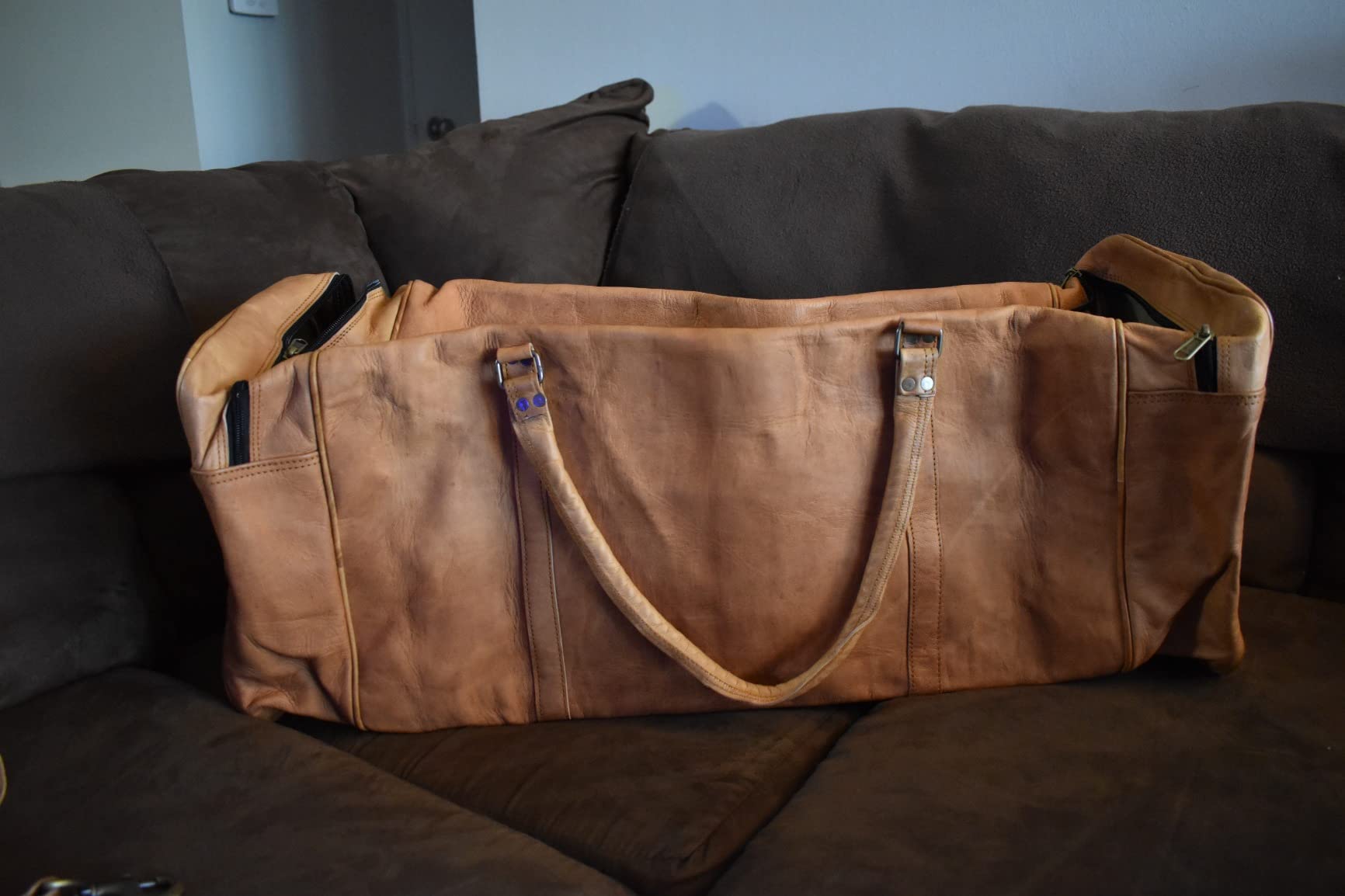 Leather Duffel Bag 21 inch Large Travel Bag Gym Sports Overnight Weekender Bag by Komal's Passion Leather customer photo 2
