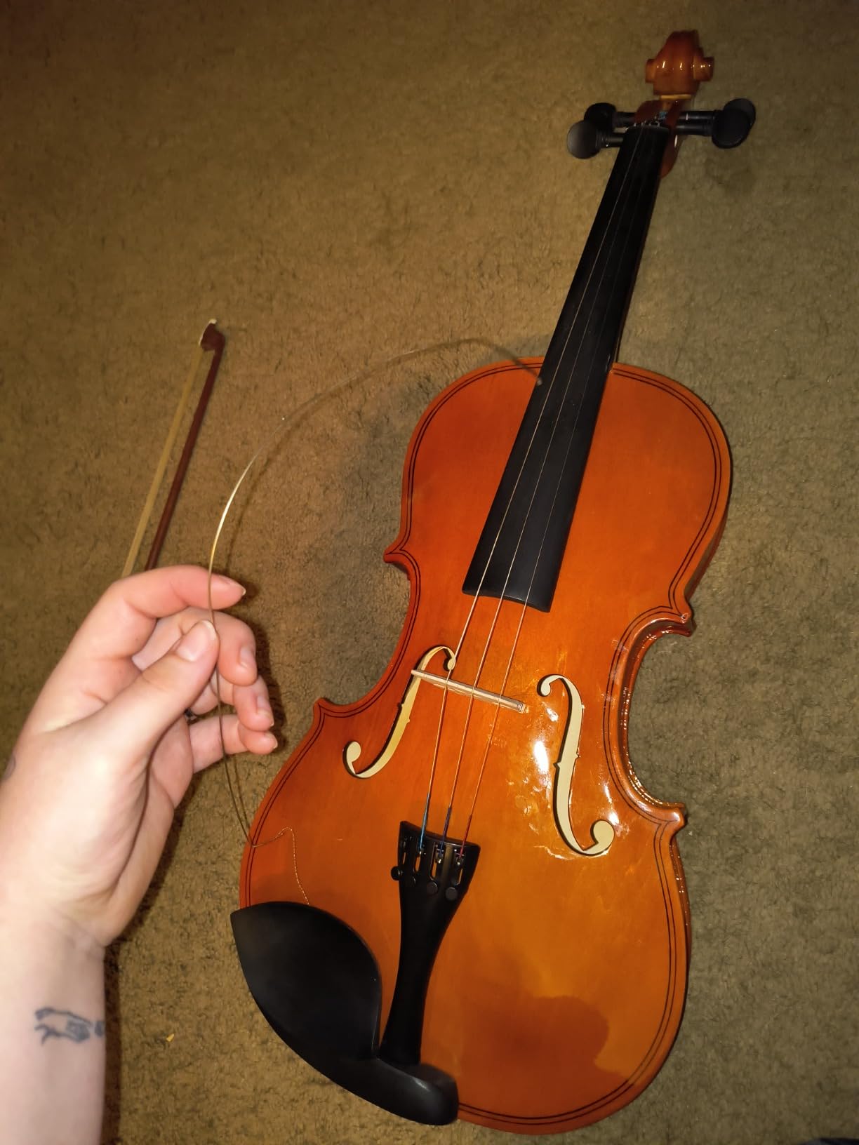 16 Inches Acoustic Viola with Case Bow Rosin, Musical Instrument Viola Set for Adults, Beginners Students (Nature) customer photo 1