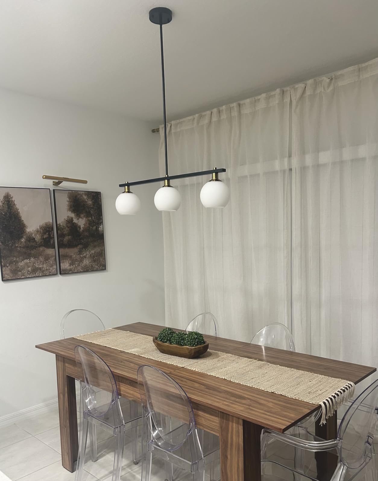 Modern Farmhouse Chandelier for Dining Room, 6 Lights Chandelier Light Fixture Adjustable Height, Black and Gold Hanging Candle Pendant Lighting for Kitchen Island Living Room Bedroom Foyer customer photo 1