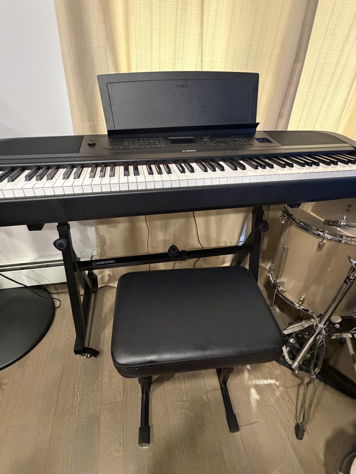 Liquid Stands Piano Bench Adjustable Stool - Music Keyboard Bench Seat for Piano Keyboard Stand with Black Padded Cushion for Musicians customer photo 1