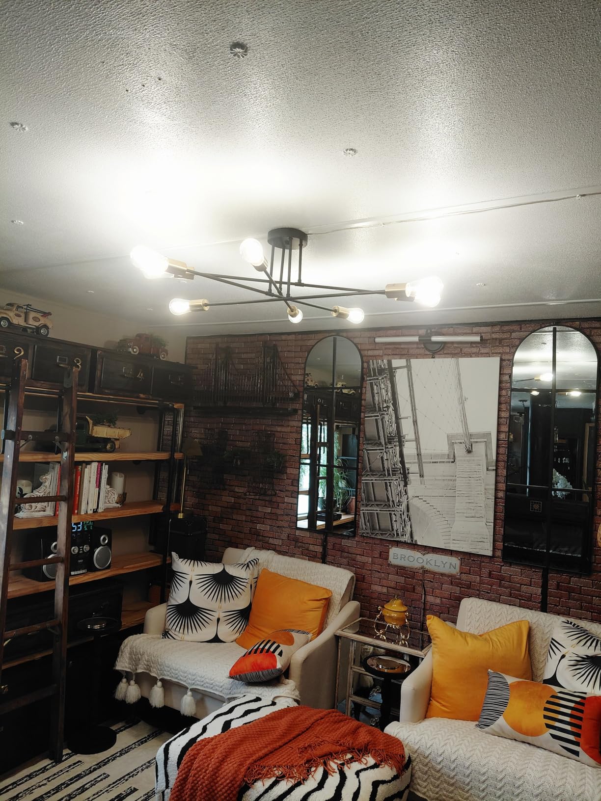 Modern Sputnik Chandelier 6-Light Industrial Ceiling Lights Fixture 22