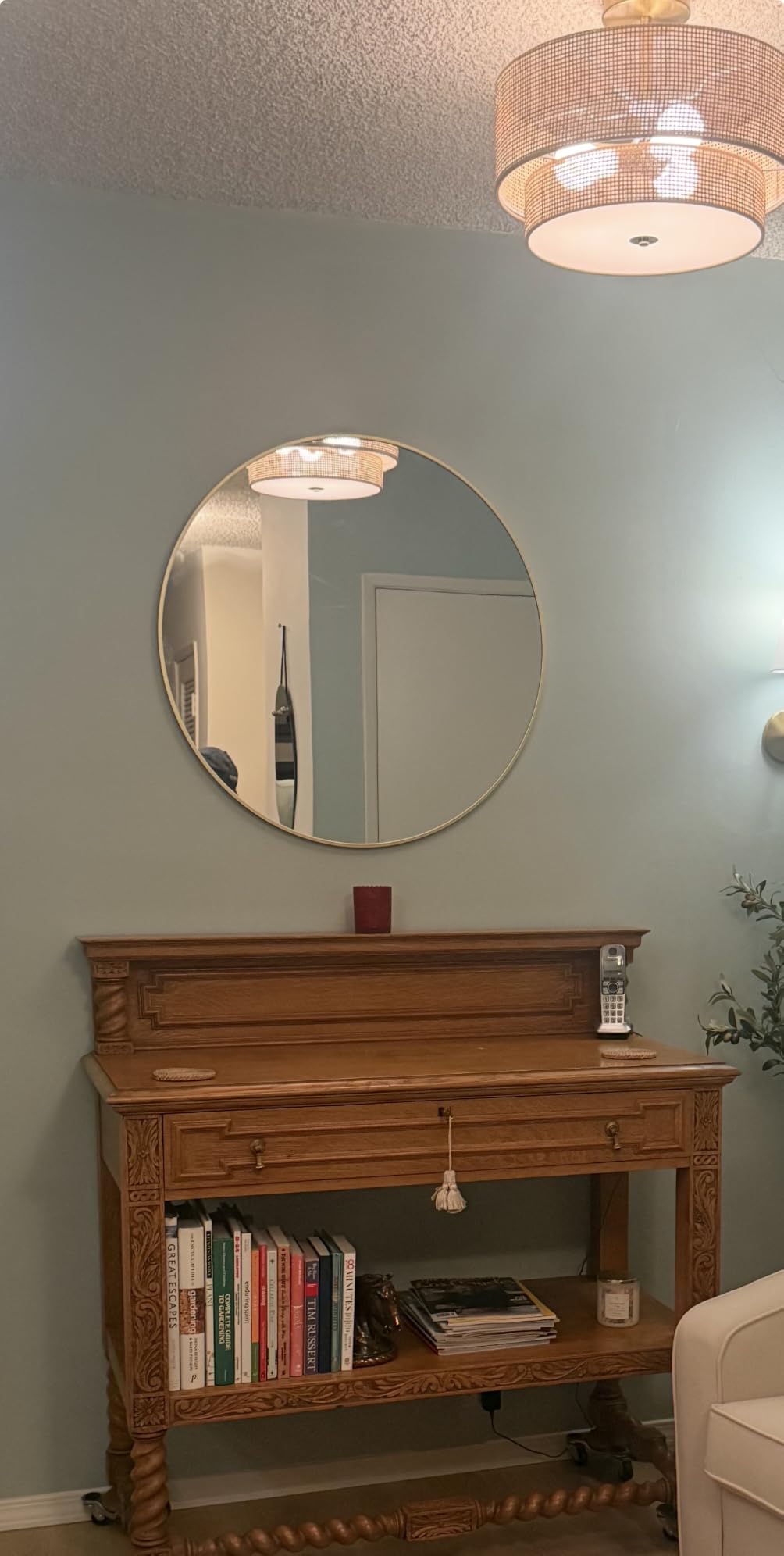 HARRITPURE Round Mirror 30 Black Wall Mounted Circle Mirrors | Vanity Mirror with Aluminum Alloy Frame, Modern Decoration for Bathroom, Living Room, Vanity, Bedroom, Entryway customer photo 2