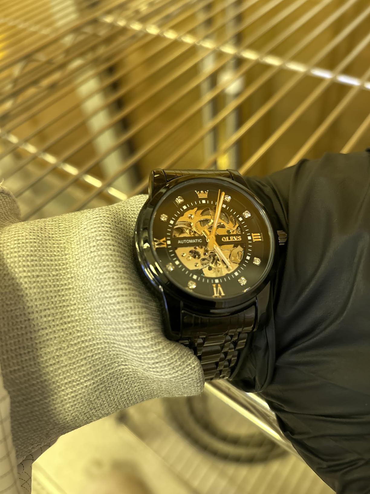 OLEVS Automatic Mens Watch, Self Winding, Stainless Steel, Watch for Men | 50M Waterproof, Skeleton Mechanical, Luxury Dress, Luminous, 41x13.5mm, No Battery, Automatic Movement customer photo 1