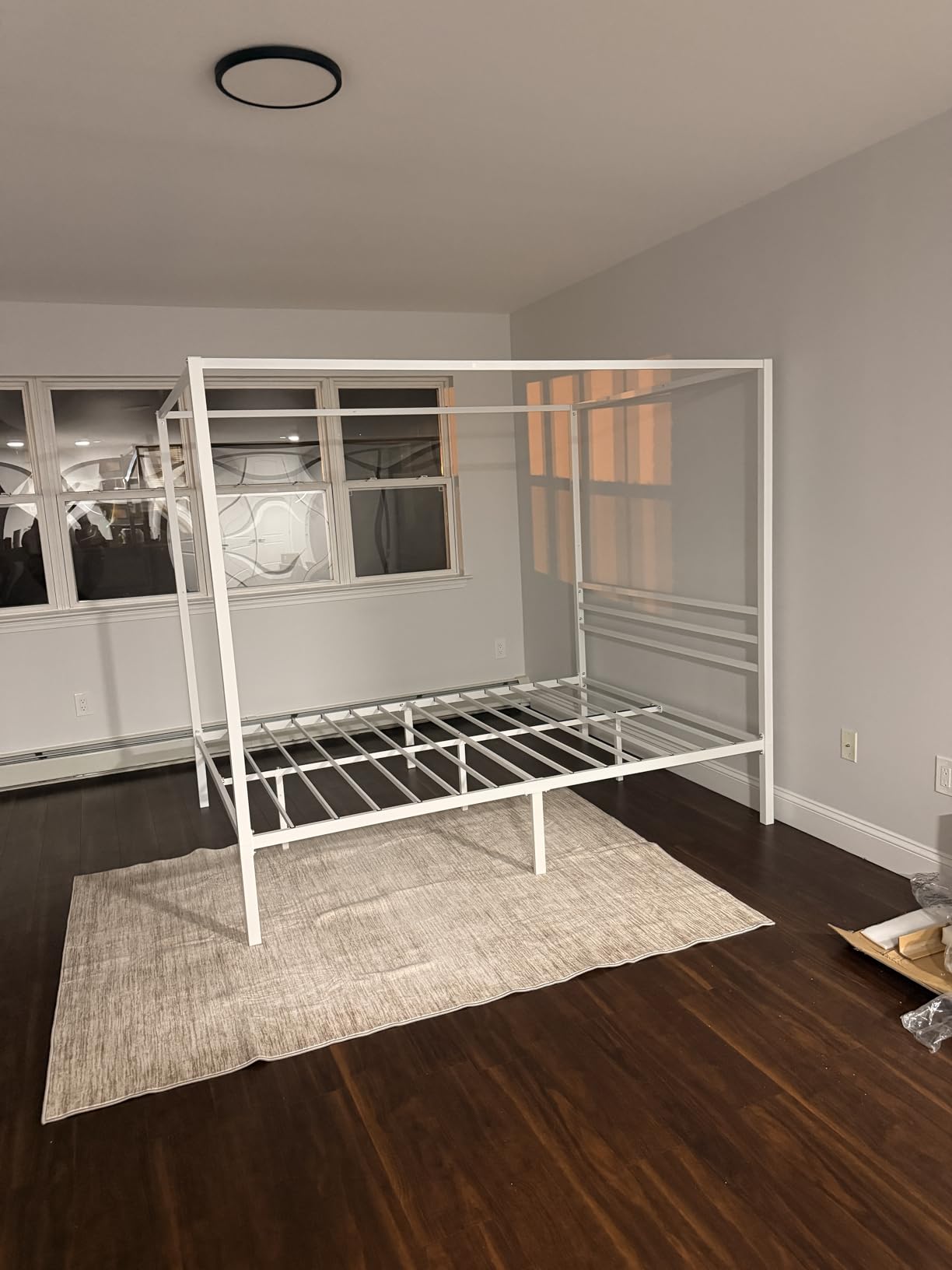 SHA CERLIN Full Size Canopy Bed Frame with Heavy Duty Metal Slats, White | Modern Minimalist Design Four-Poster, Under-Bed Storage Space, Mattress Foundation, No Box Spring Needed, Easy Assembly customer photo 2