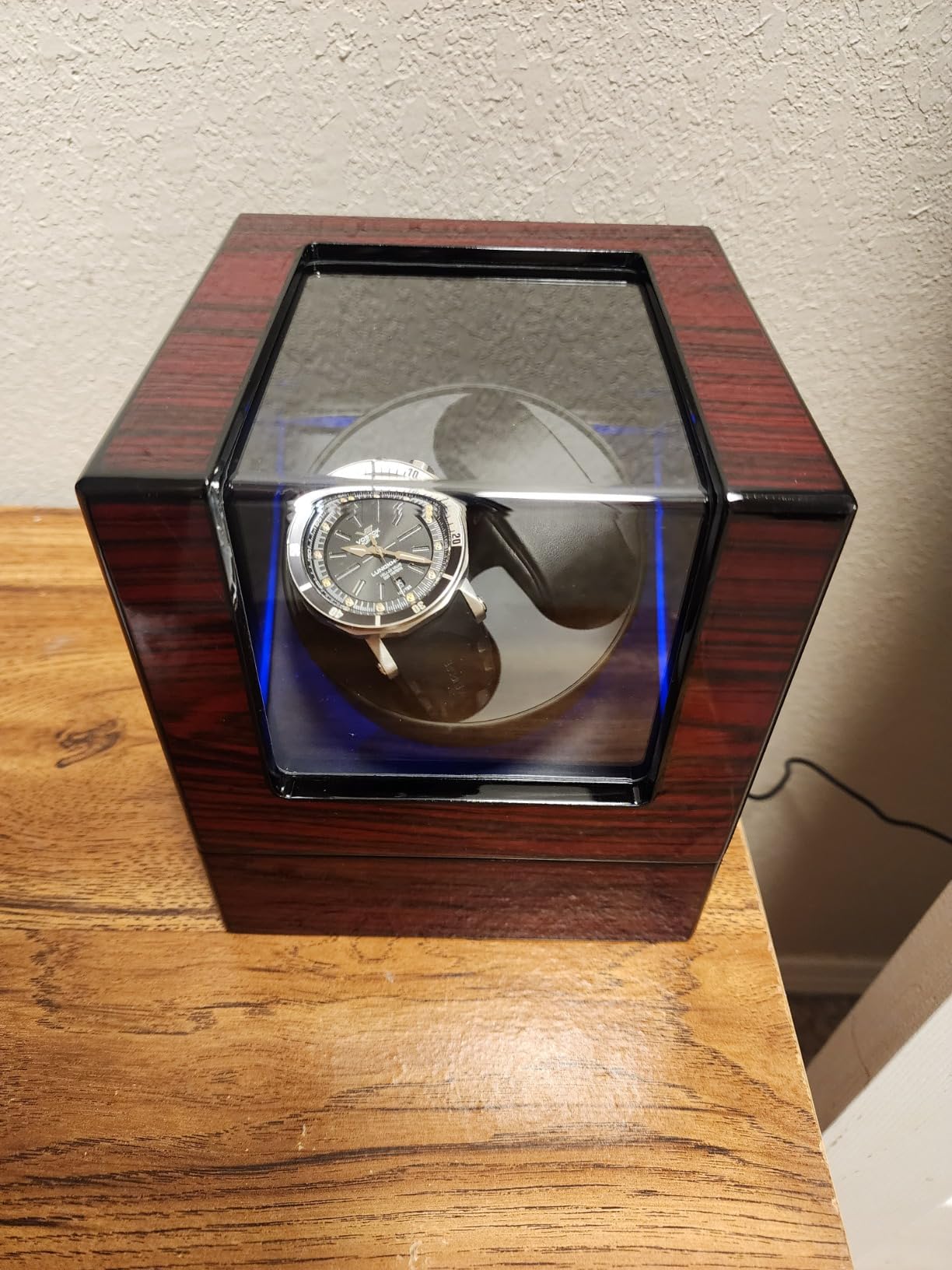 Watch Winder for Automatic Watches Double with Super Quiet Motor Flexible Watch Pillows LED Backlight Wooden 5 Modes Battery or Type-C Adapter customer photo 1