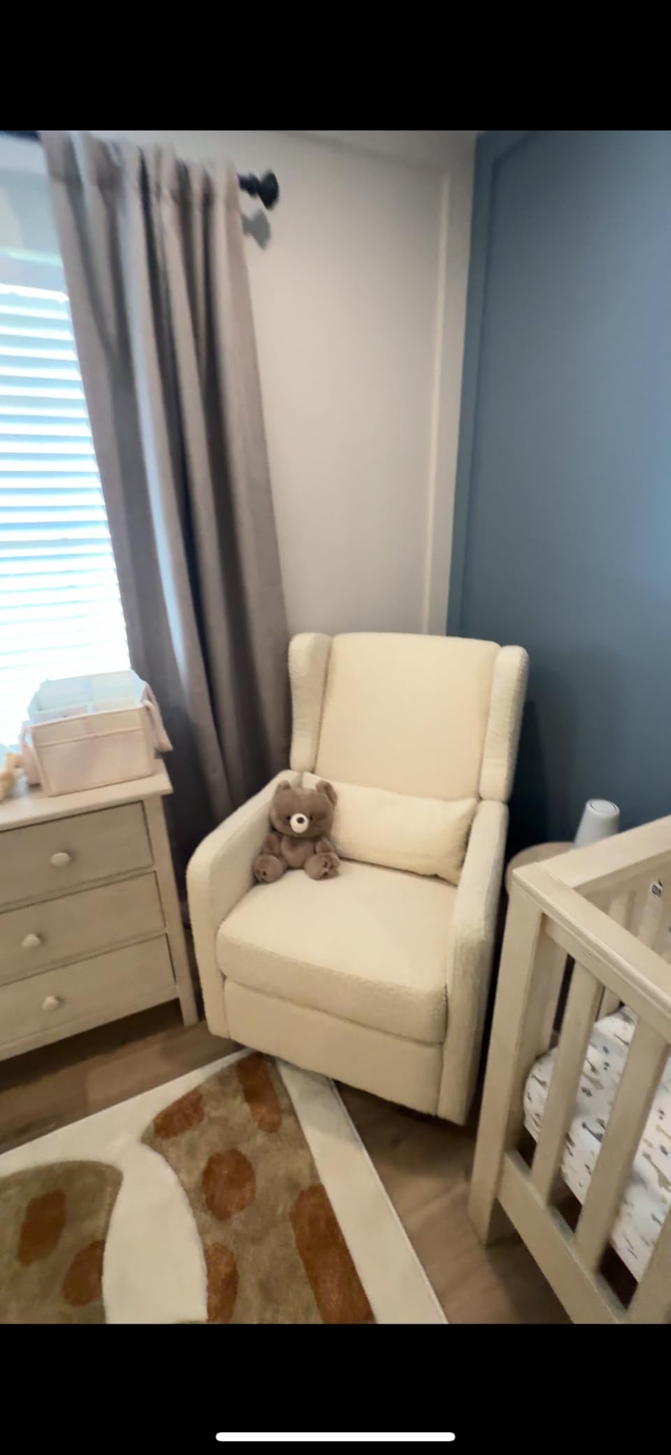 Carter's by DaVinci Arlo Recliner, Ivory Boucle | Glider Recliner Nursery Chair w/ 360 Swivel - GREENGUARD Gold & FSC Certified Glider Rocking Chair customer photo 1