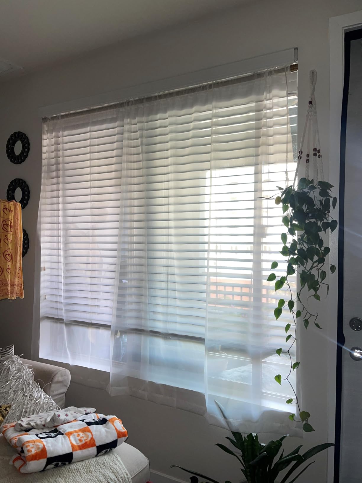OWENIE White Sheer Curtains 84 inches Long 2 Panels Set, Sheer White Curtains for Living Room/Bedroom, Rod Pocket Voile Sheer Panel Drapes, 2pcs, Each 42