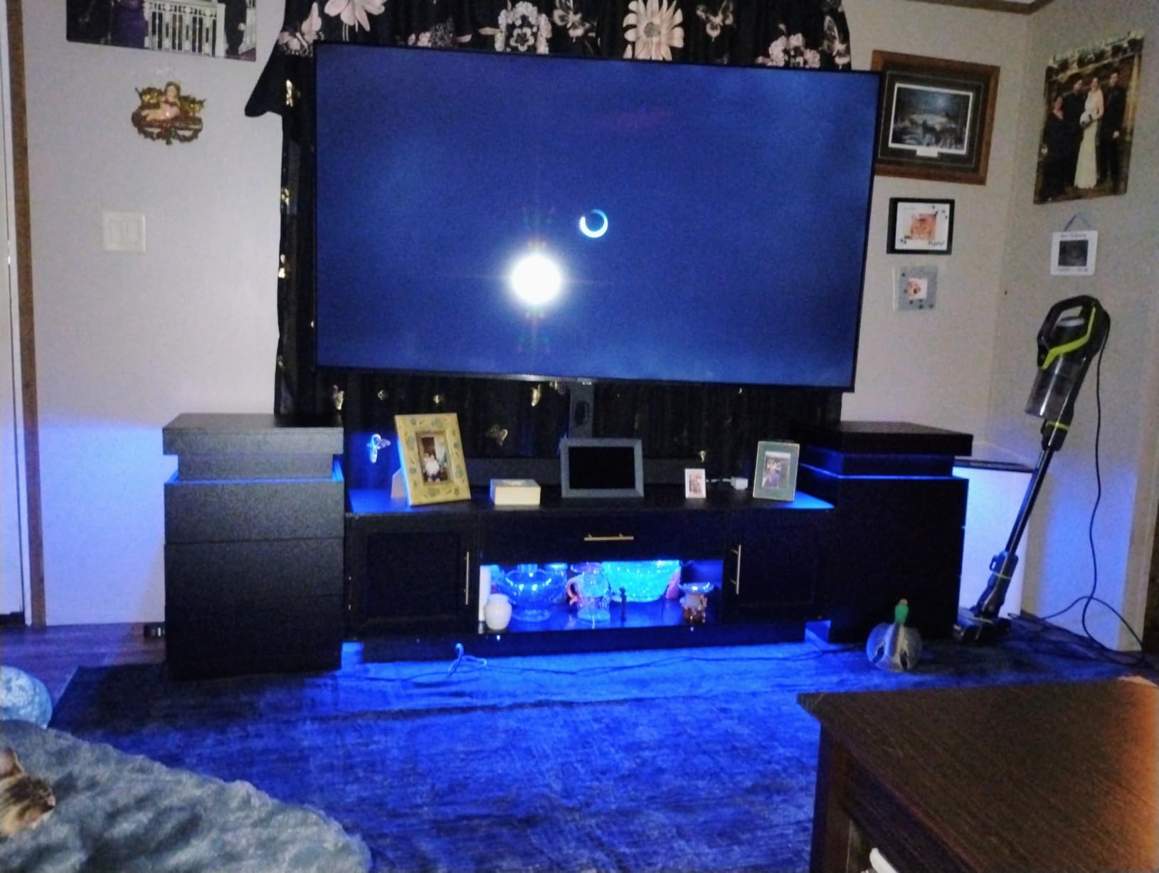 ADORNEVE Black Nightstand with Charging Station and LED Lights | Modern Night Stand with Sliding Top,Bedside Table with Drawers,Bed Side Tables Bedroom customer photo 1