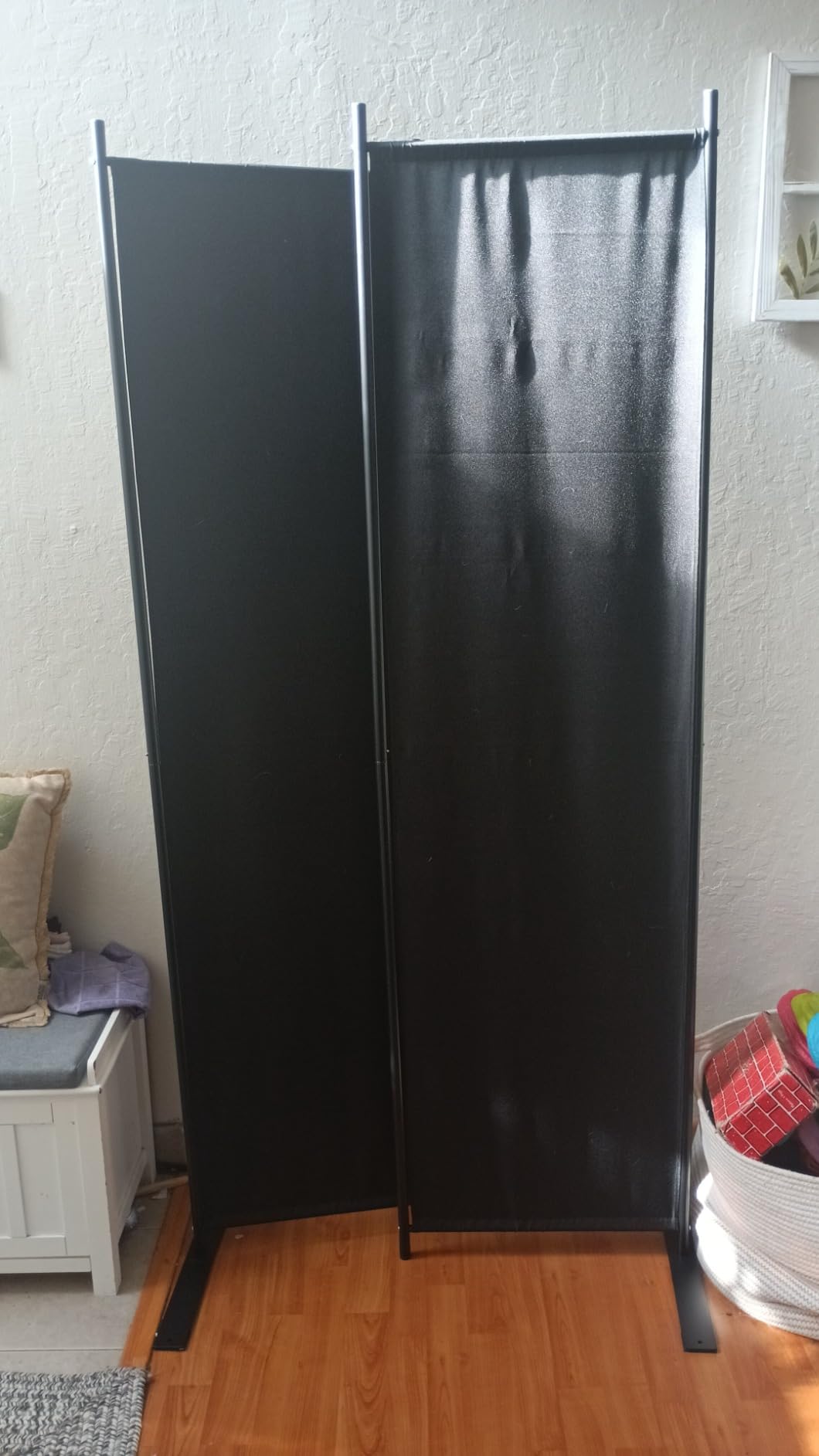 MAYOLIAH 6 Panel Folding Privacy Screen 9ft Wide, 6ft Tall Partition Room Divider Portable Office Walls Dividers, Black customer photo 1