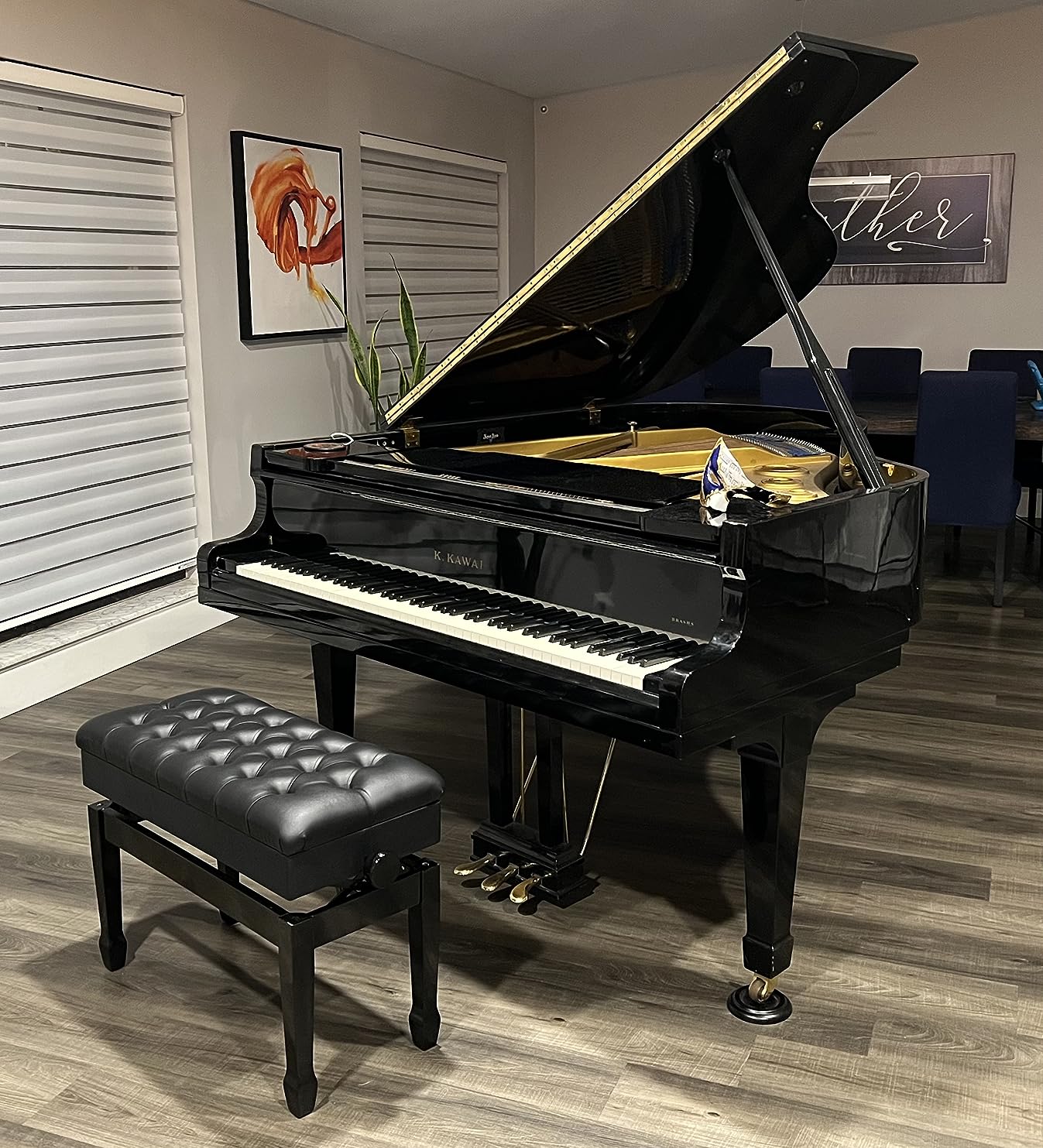Adjustable Duet Piano Bench with Storage, 29 inch Double Keyboard Piano Stool | Heavy Duty Solid Wood Duet Keyboard Stool with Waterproof PU Leather Cushion customer photo 2