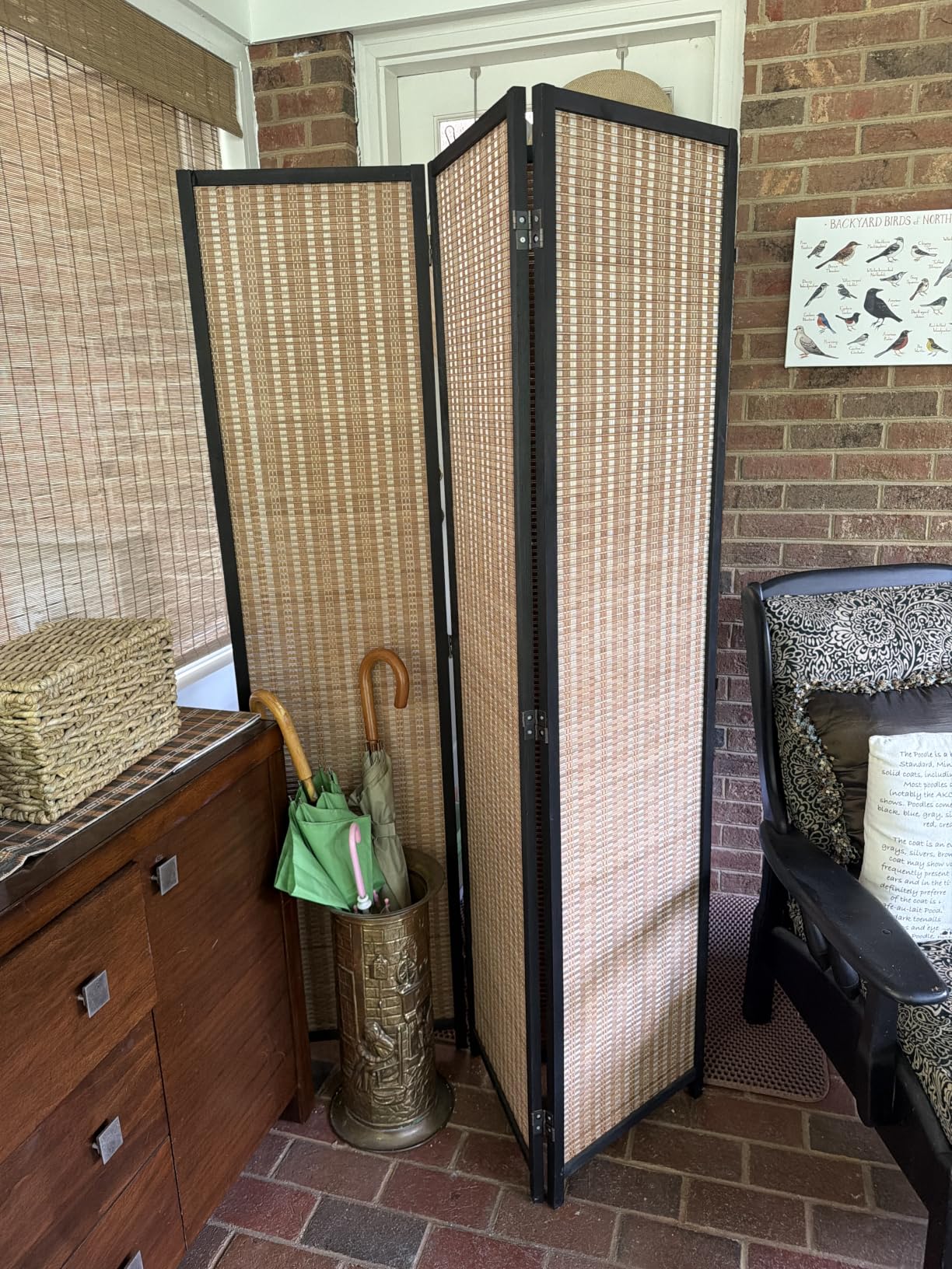 Furnnylane 6 Panel Bamboo Room Divider - 5.6 ft Tall Folding Privacy Screen for Room Separation, Natural Brown Freestanding Partition Wall for Home Office customer photo 1