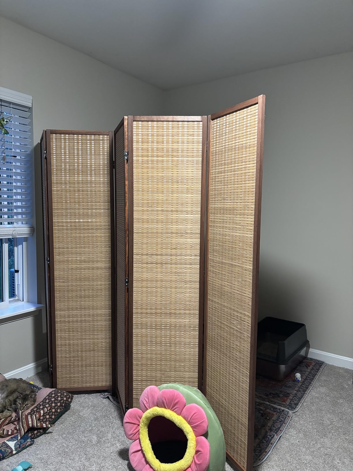 Furnnylane 6 Panel Bamboo Room Divider - 5.6 ft Tall Folding Privacy Screen for Room Separation, Natural Brown Freestanding Partition Wall for Home Office customer photo 2