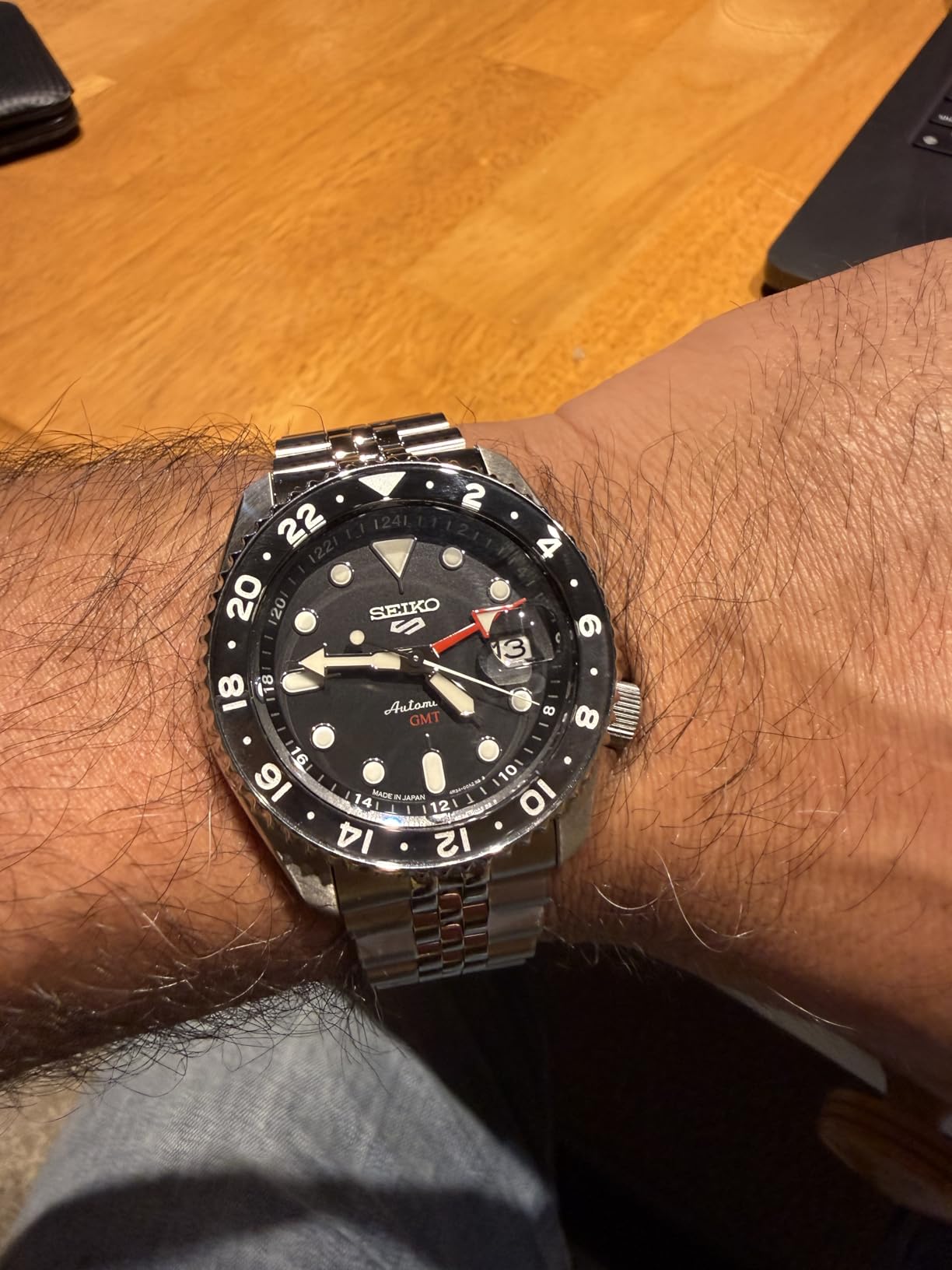 SEIKO SSK001 Automatic Watch for Men - 5 Sports - Black Dial with Date Calendar and Luminous Hands & Markers and Black & Gray GMT Bezel, 100m Water-Resistant customer photo 1