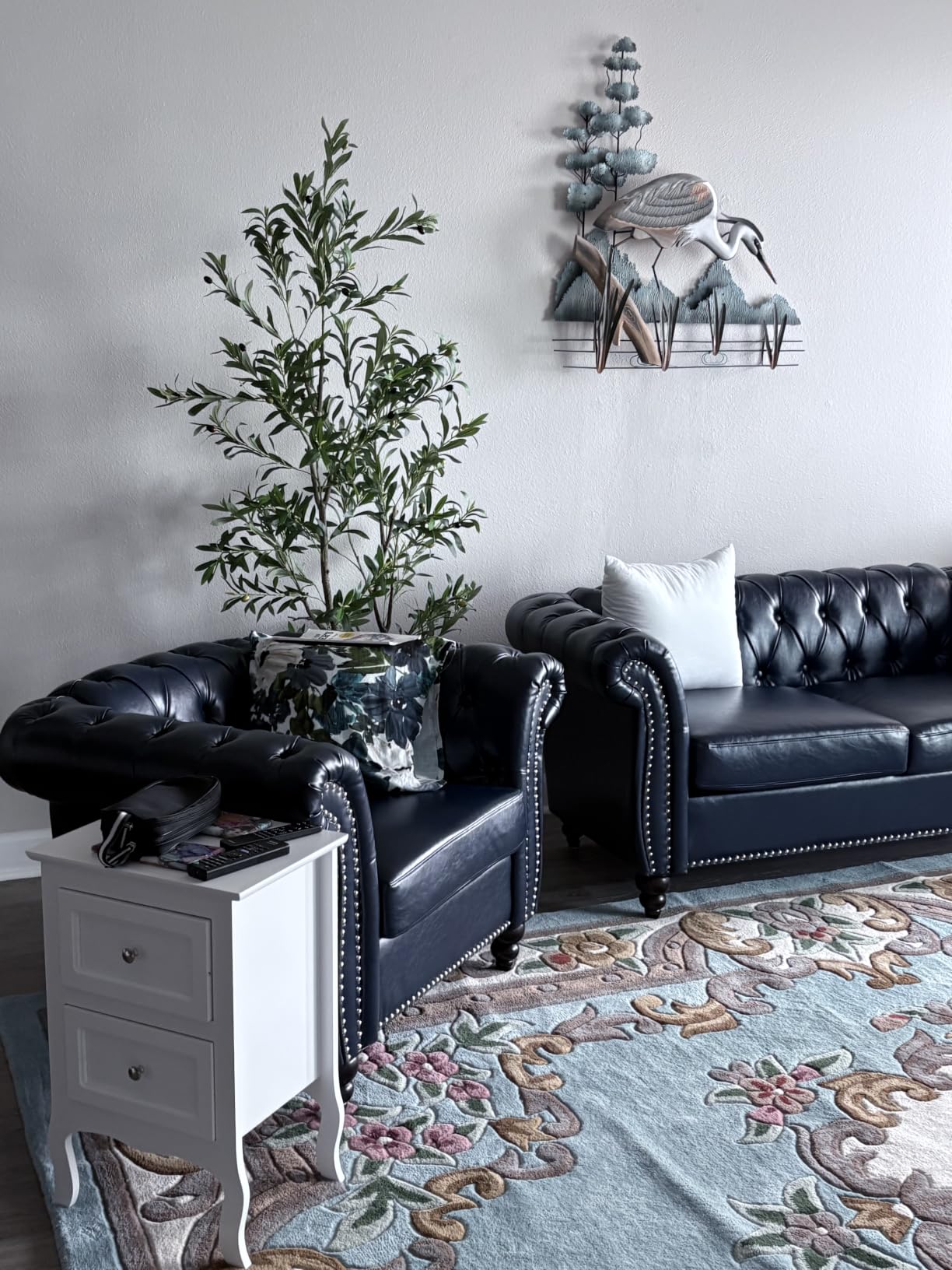 LEVNARY Chesterfield Sofa, Classic Tufted Upholstered Leather Couch, Modern 3 Seater Couch Furniture with Tufted Back for Living Room Office (Black) customer photo 1