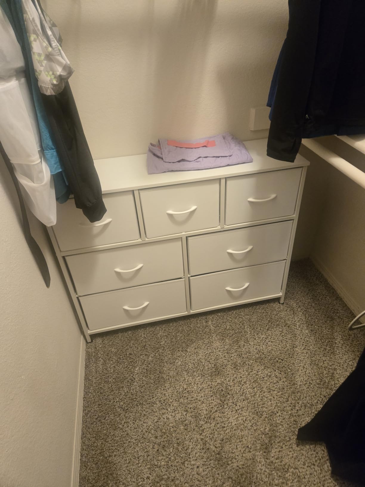 WLIVE Dresser for Bedroom, 7 Drawers, TV Stand, White | Roomy Fabric Drawers, Wide Storage Design, Chest of Drawers customer photo 1