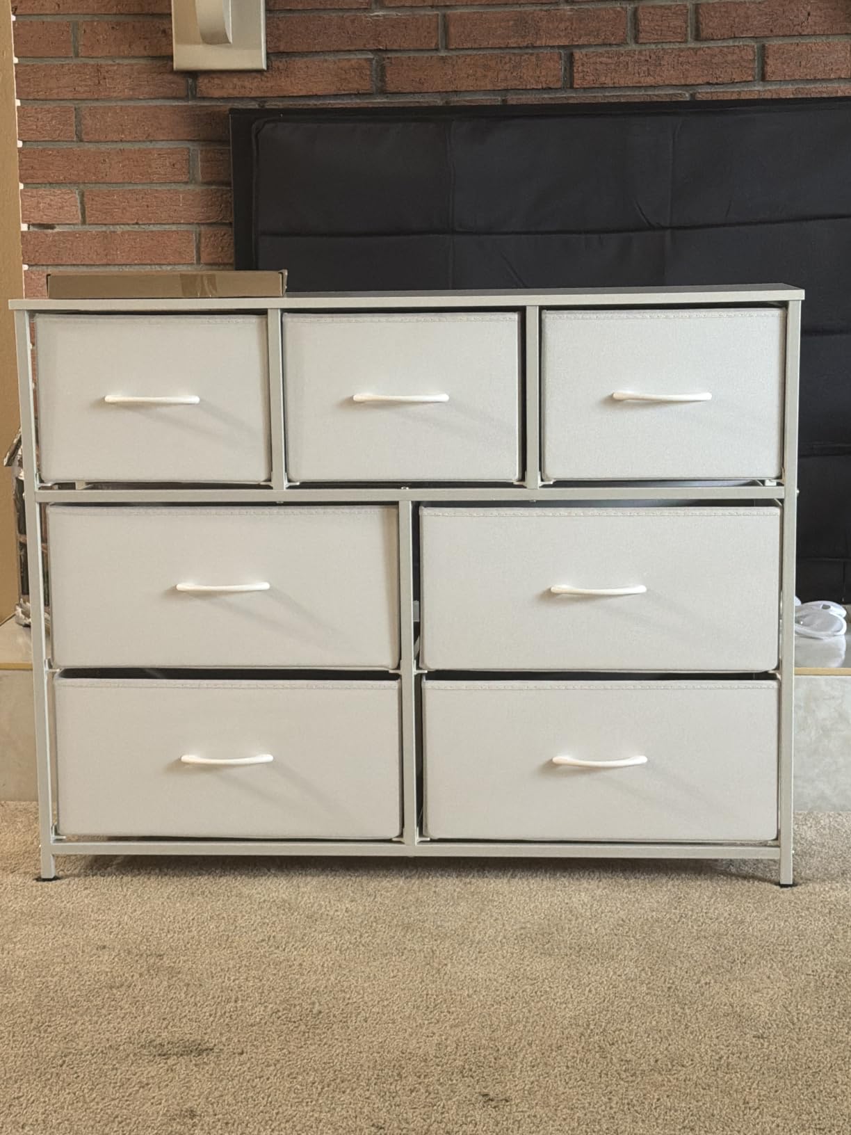 WLIVE Dresser for Bedroom, 7 Drawers, TV Stand, White | Roomy Fabric Drawers, Wide Storage Design, Chest of Drawers customer photo 2