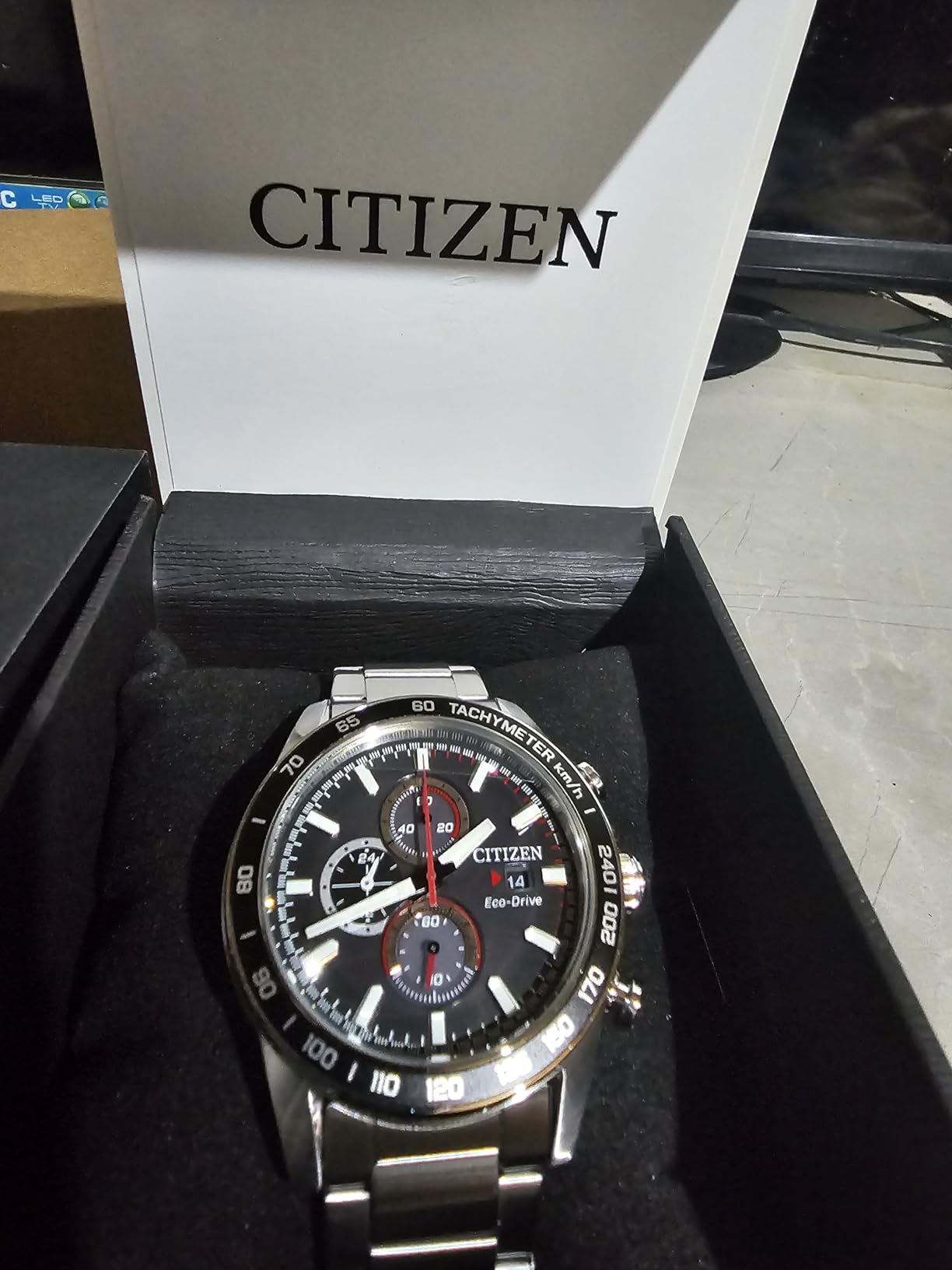 Men's Sport Casual Brycen Eco-Drive Chronograph Stainless Steel Watch, 12/24 Hour Time, Date, Tachymeter, 100 Meters Water Resistant, Spherical Mineral Crystal, Weekender customer photo 2