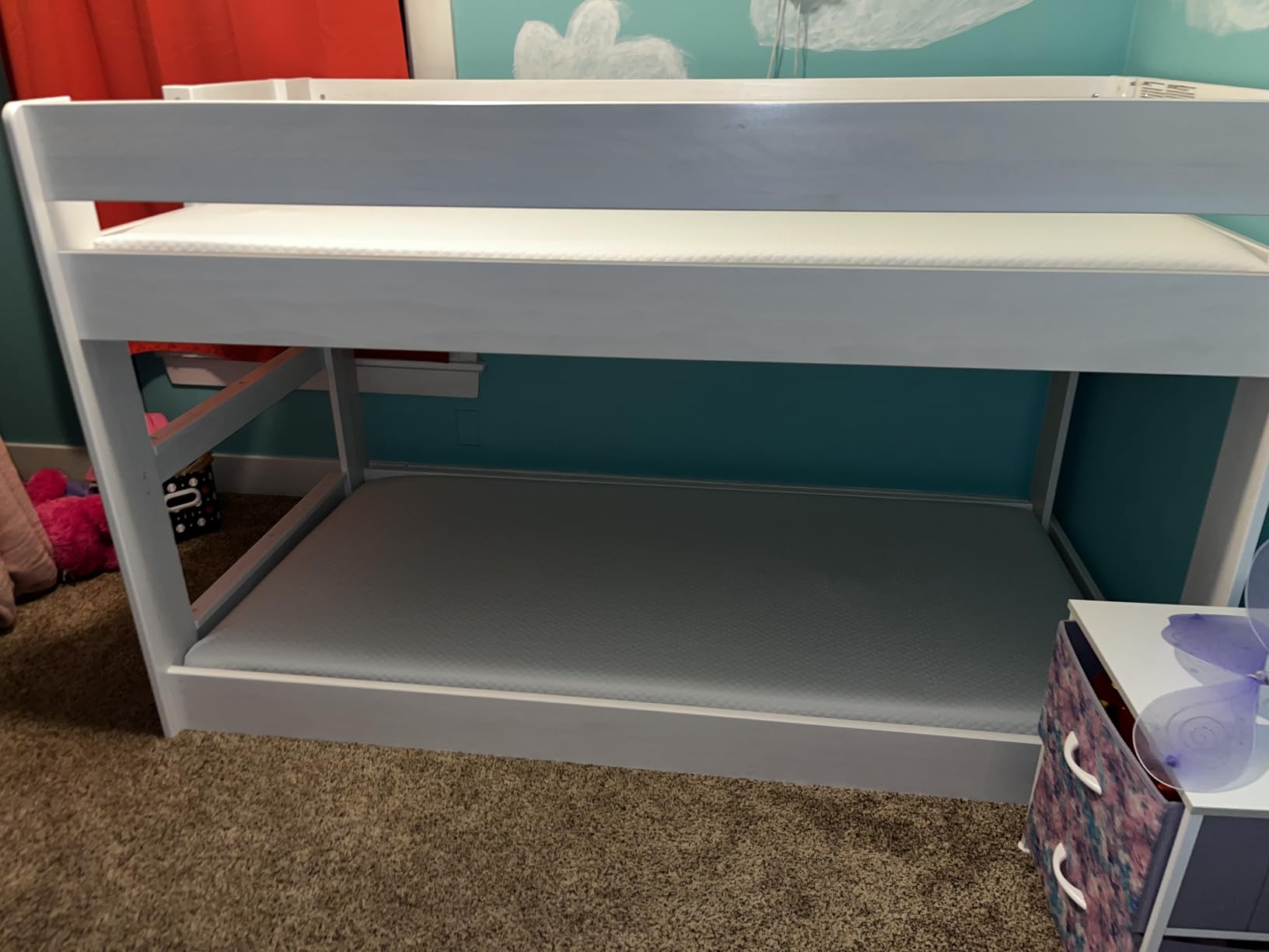 Max & Lily Modern Farmhouse Twin Over Twin Low Bunk Bed, Barnwood Brown, Space-Saving, Farmhouse Style, Color-Matched Hardware, Metal Support Bar, Low VOC Finishes, Solid Wood customer photo 2