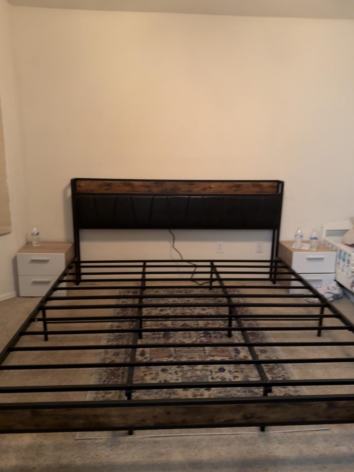 LIKIMIO King Size Bed Frame, Storage Headboard with Charging Station, Solid and Stable, Noise Free, No Box Spring Needed, Easy Assembly customer photo 2