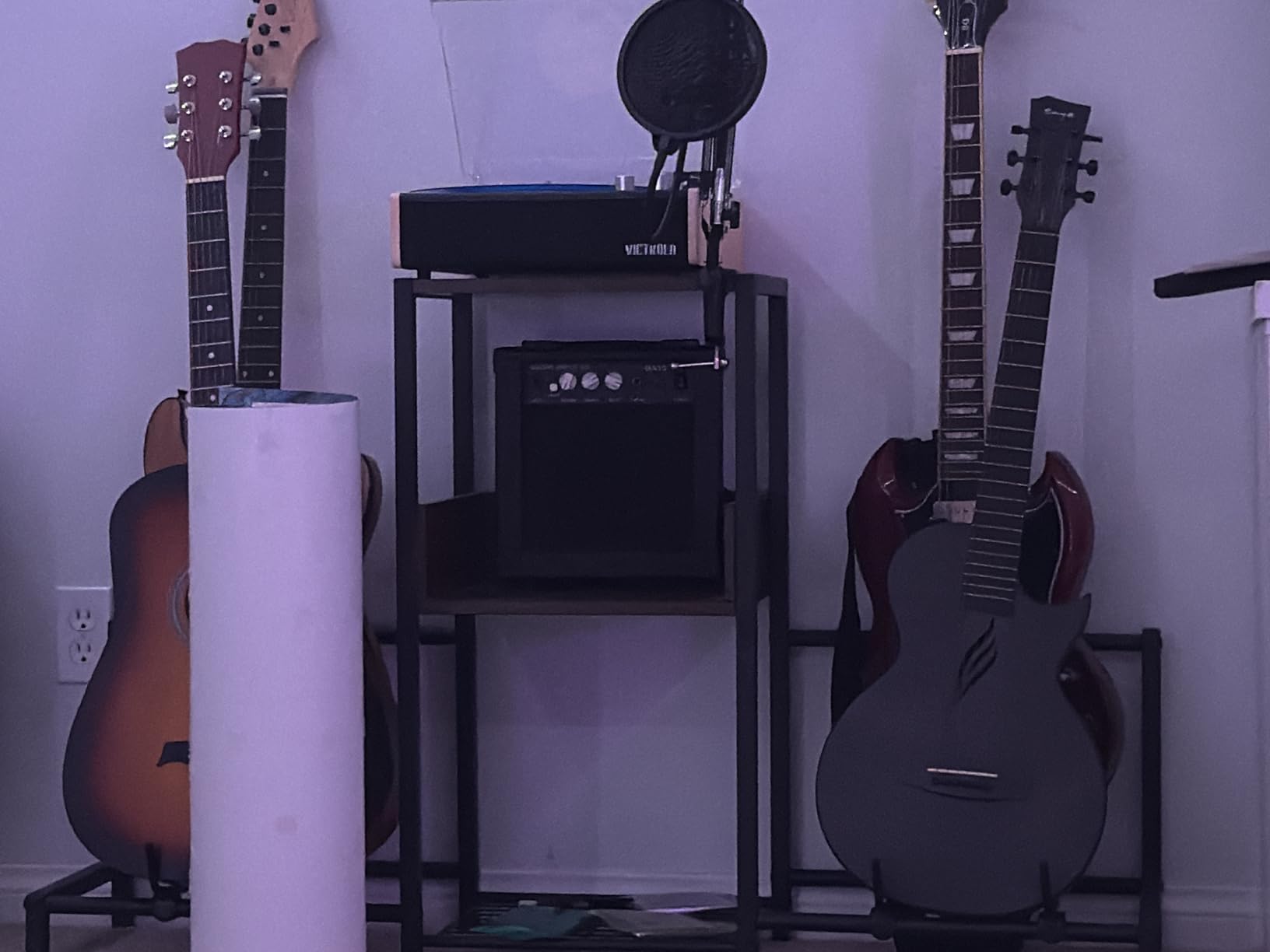 Bikoney Guitar Stand Floor for Multiple Guitars with Amp Stand | Fits up to 4 Acoustic, Electric, or Bass Guitars, Adjustable for Big and Small Guitars, Two Optional Setups customer photo 1