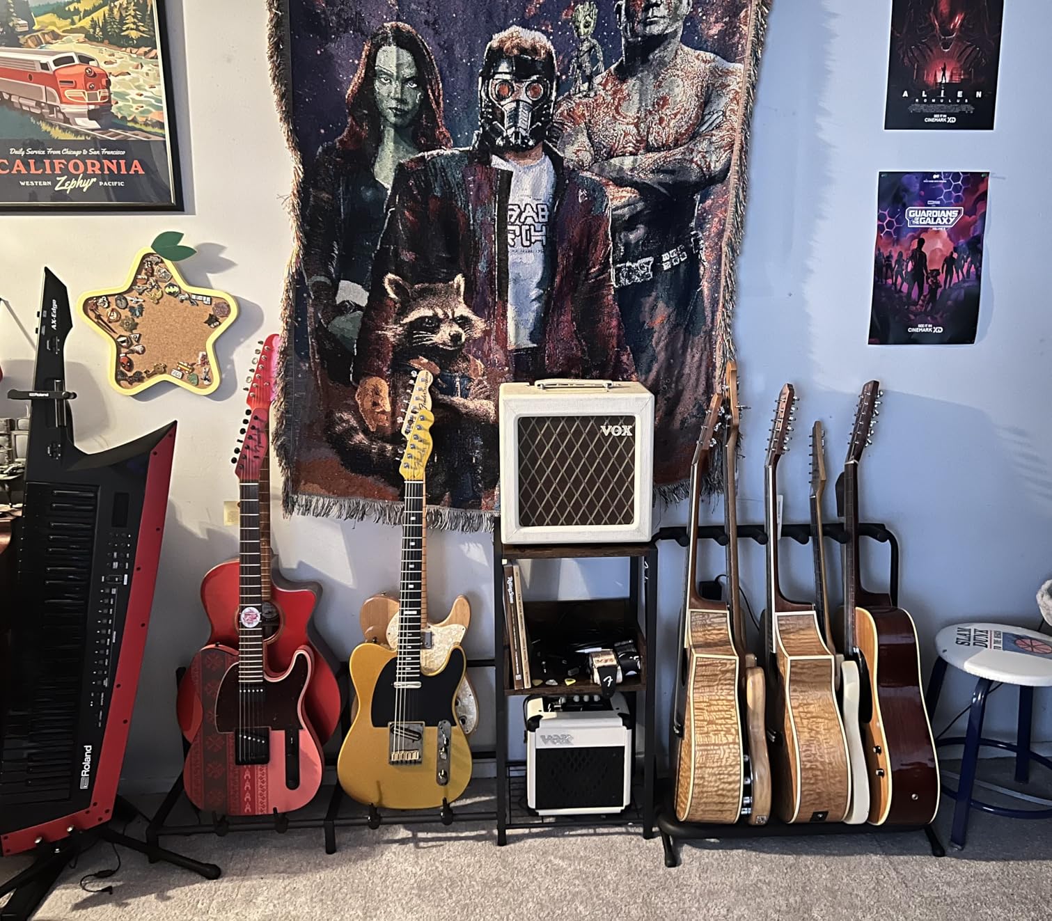 Bikoney Guitar Stand Floor for Multiple Guitars with Amp Stand | Fits up to 4 Acoustic, Electric, or Bass Guitars, Adjustable for Big and Small Guitars, Two Optional Setups customer photo 2