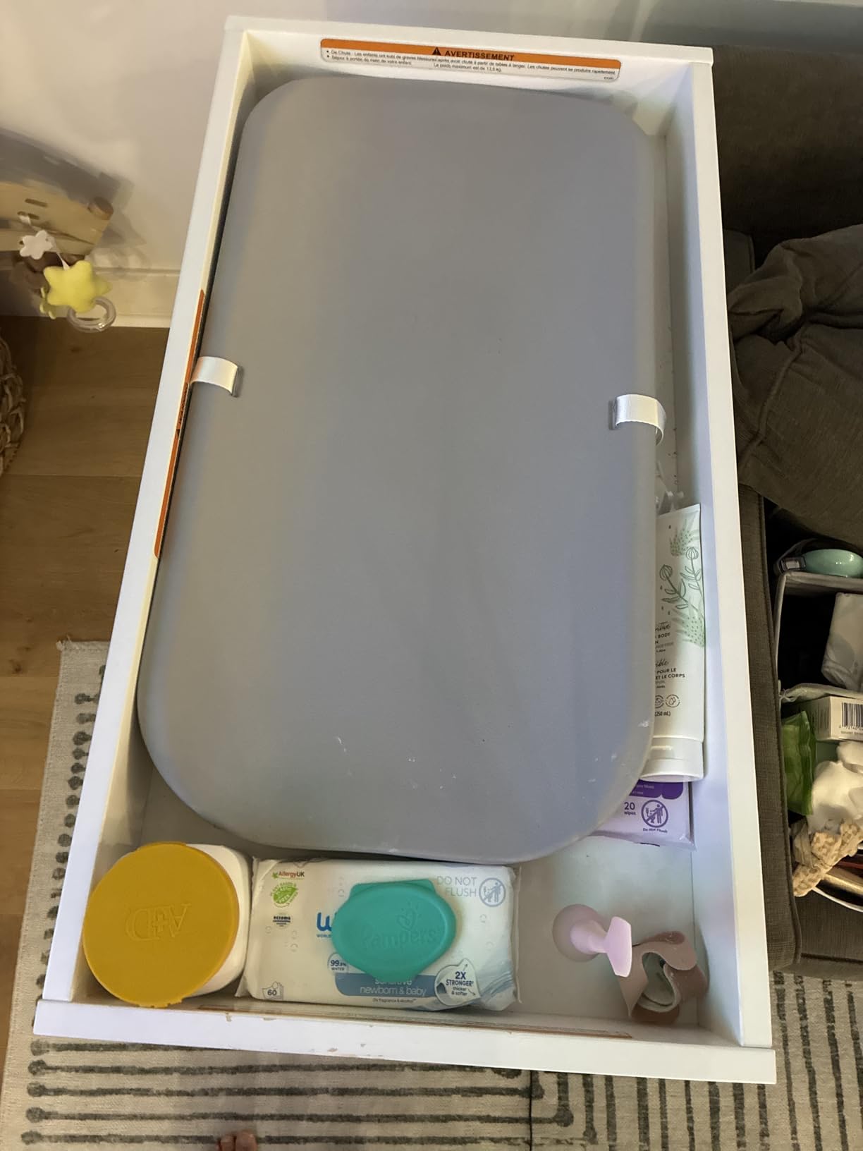Graco Teddi Changing Table with Water-Resistant Changing Pad (Driftwood) - GREENGUARD Gold Certified, Includes Bonus Water-Resistant Changing Pad with Safety Strap, 2 Shelves, Easy-to-Match customer photo 2