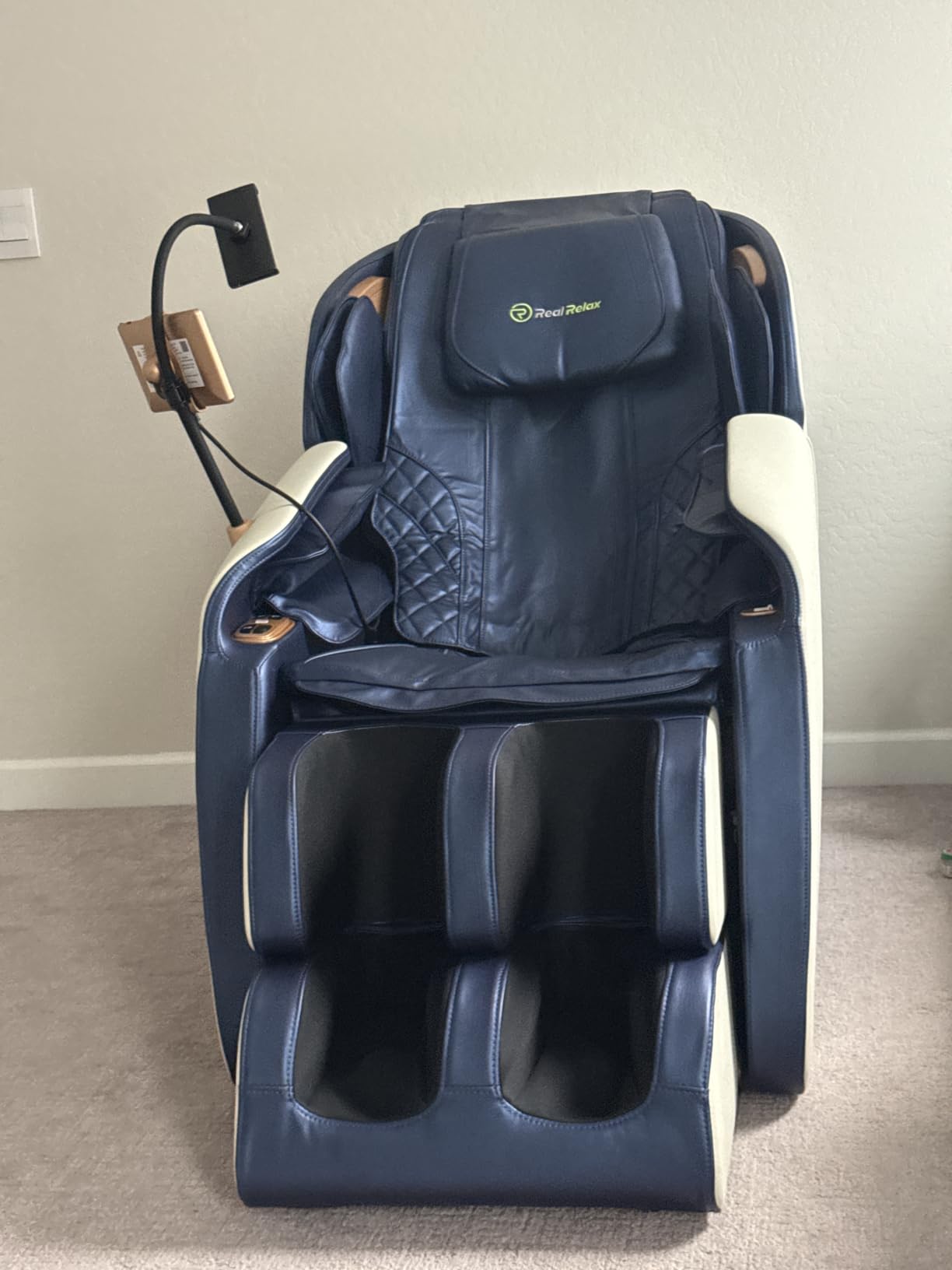 Real Relax Massage Chair Full Body with Unique Phone Controller, Heart and Blood Measurement, Zero Gravity 3D SL-Track Recliner with APP Control, Child Lock, Pause Button, Back Pad, Favor-06, Blue customer photo 2