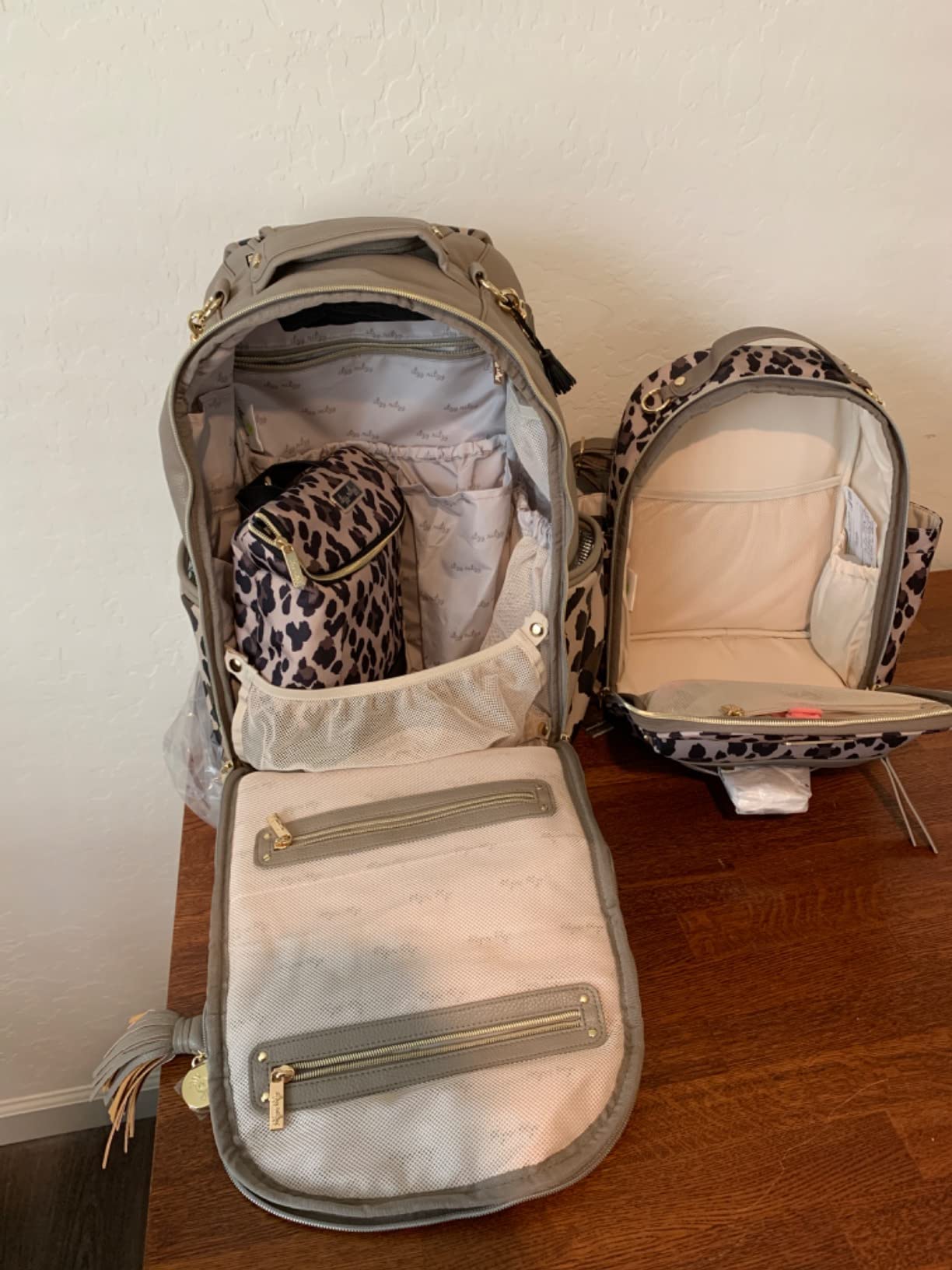 Itzy Ritzy Diaper Bag Backpack - Large Capacity Boss Plus Baby Backpack Diaper Bag Featuring 19 Pockets, Changing Pad, Stroller Clips, and Comfortable Straps (Vanilla Latte) customer photo 1