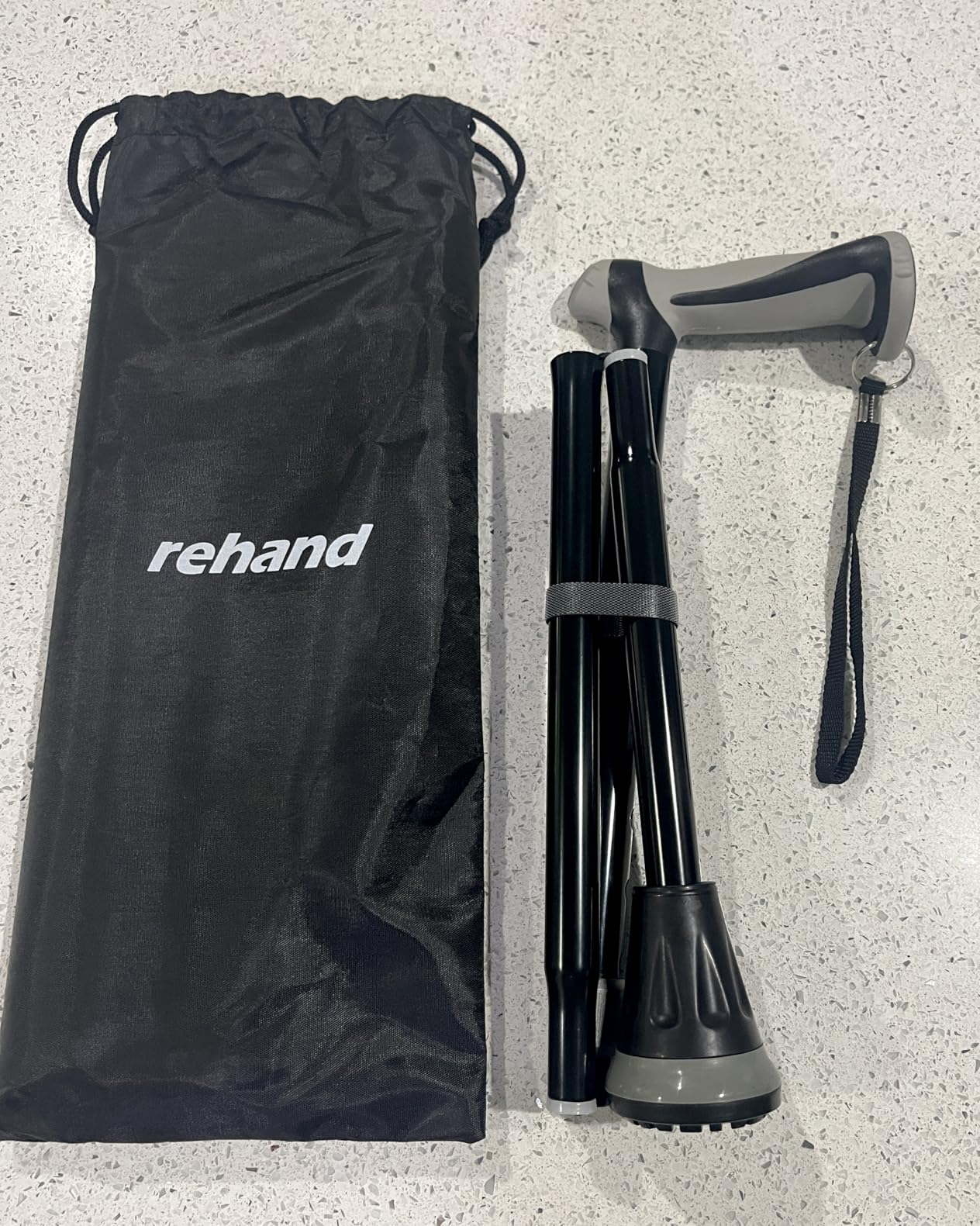 REHAND Walking Cane - Foldable, Adjustable, Collapsible Walking Canes for Men & Women, Heavy Duty All Terrain Tip, with Travel Bag customer photo 1