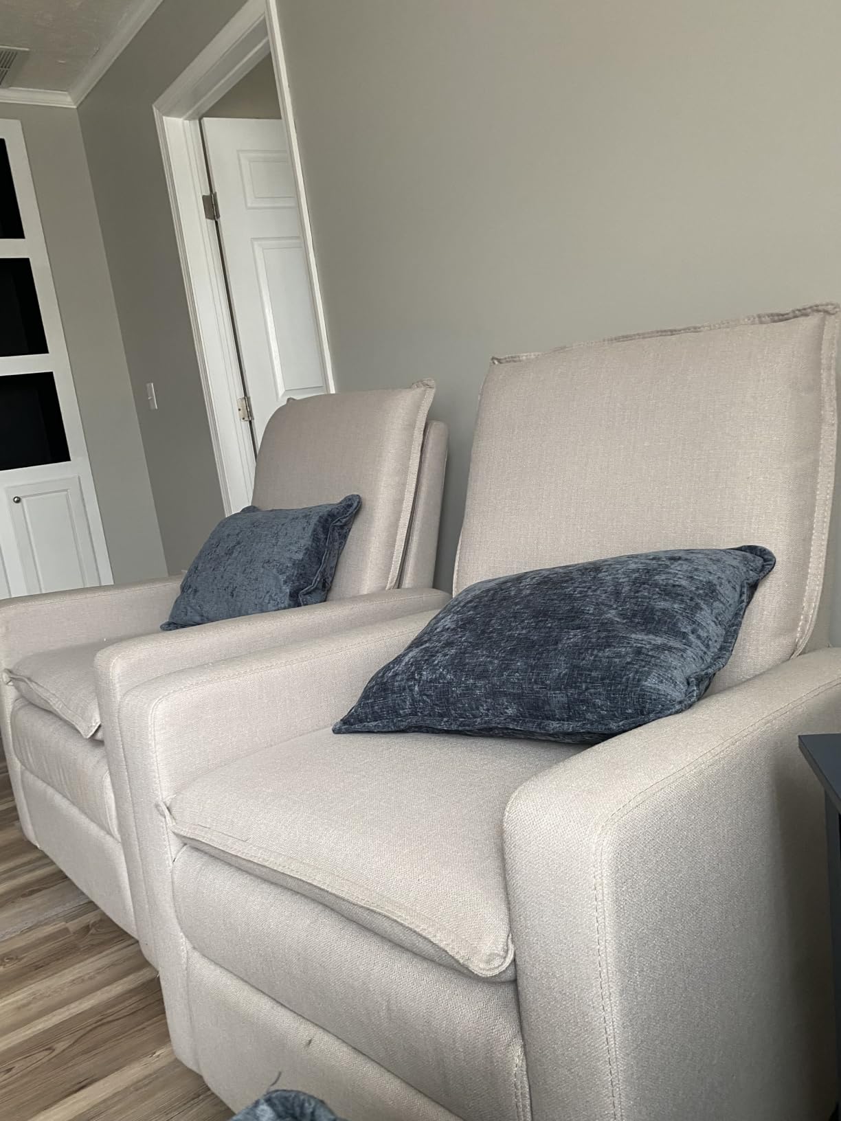 Oxford Baby Uptown Upholstered Glider Recliner Rocking Chair 360 Swivel - Sand customer photo 1