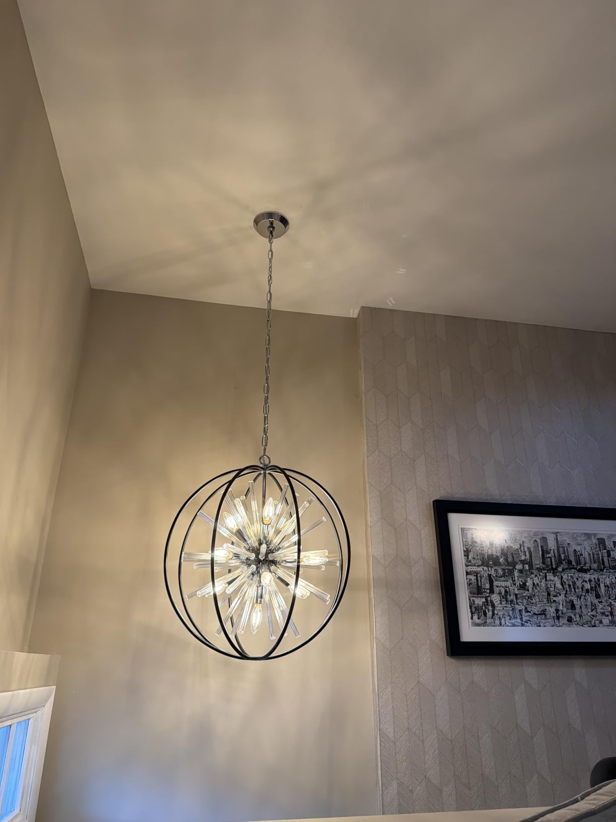 Vezzio Modern Chandelier for Entryway Foyer D27 Inch Black Globe High Ceiling Chandelier 12-Light Contemporary Hanging Light Fixture customer photo 1