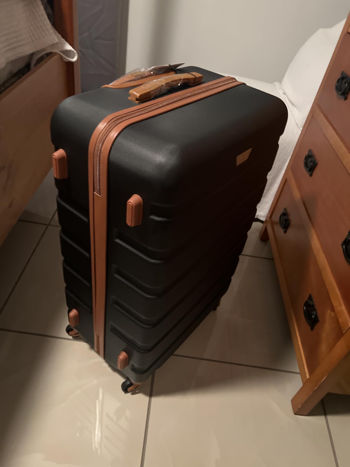 Coolife Luggage Set, Lightweight Durable Hardshell, 3 piece, Apricot Navy | suitcase set with 360° Spinner Wheels, TSA-approved Lock, Checked Family Travel, 20/24/28 Inch customer photo 2